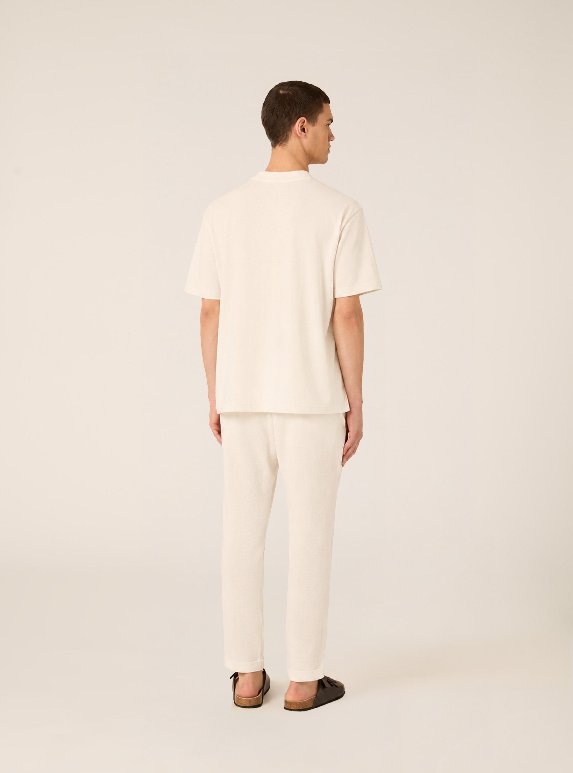 Oversized Textured T-Shirt with Side Slits, WH2 WHITE