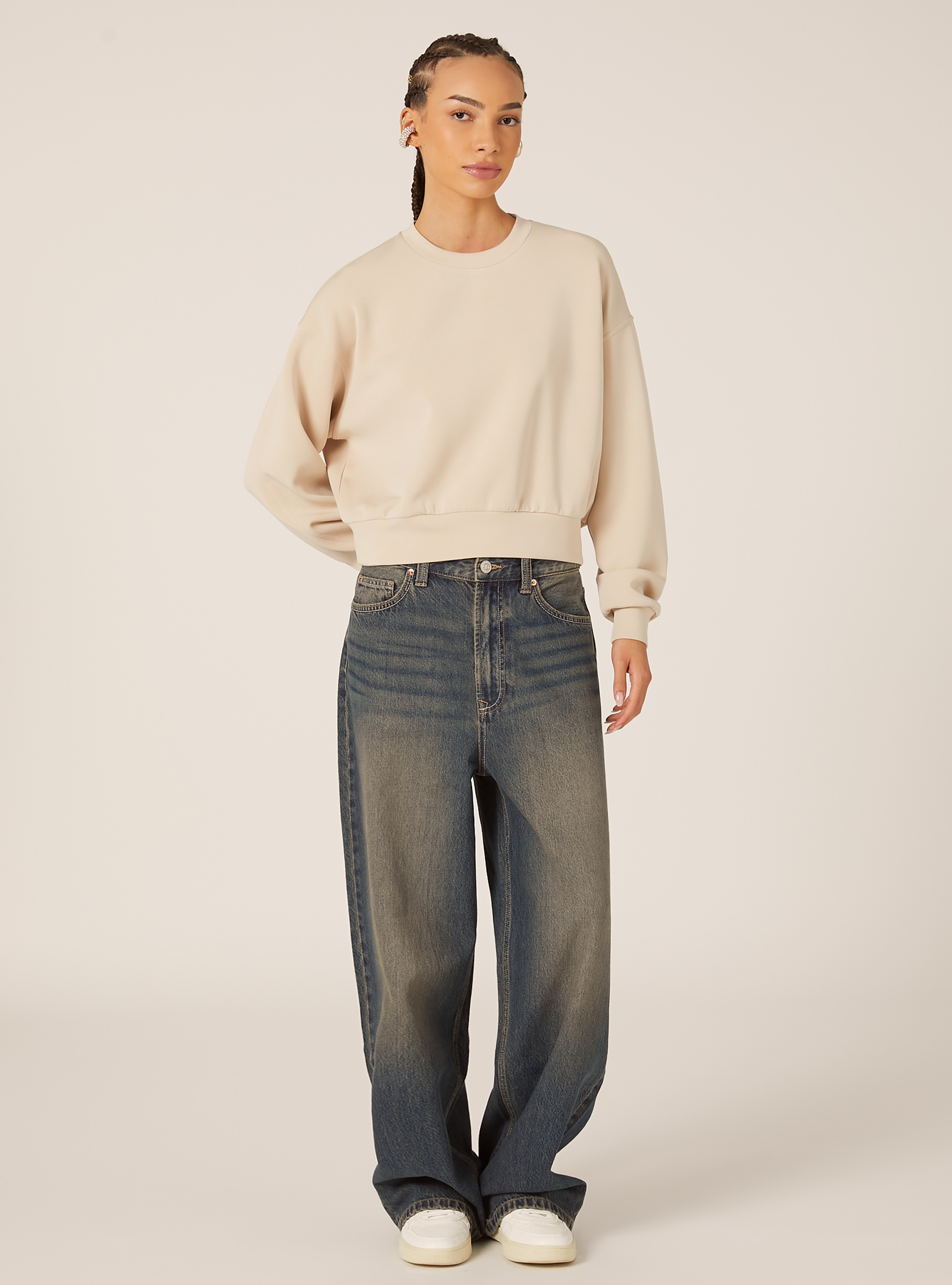 Sweat-shirt doux au toucher, BG3 BEIGE LIGHT