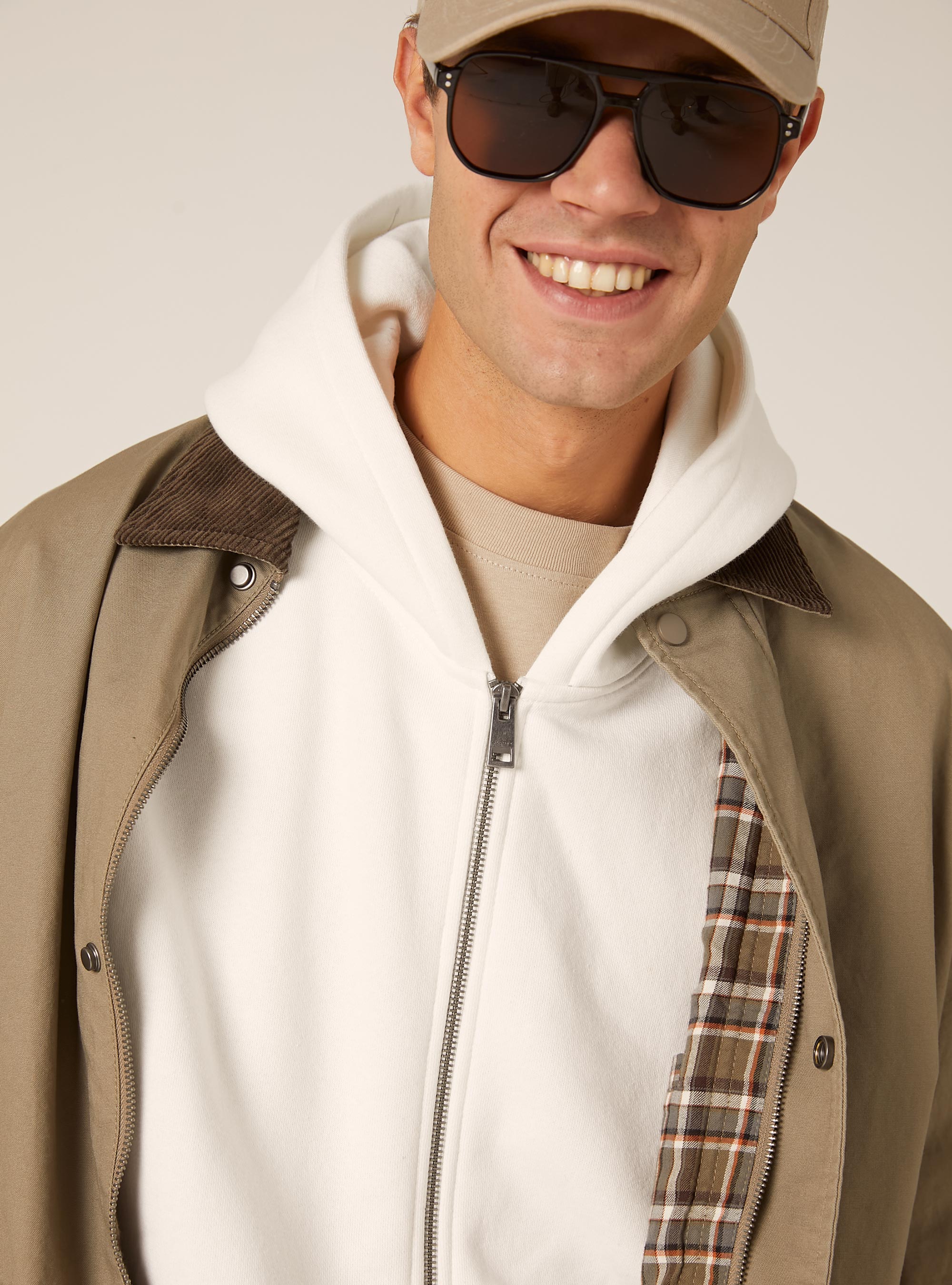 Veste en toile coupe carr&eacute;e, BG2 BEIGE MEDIUM