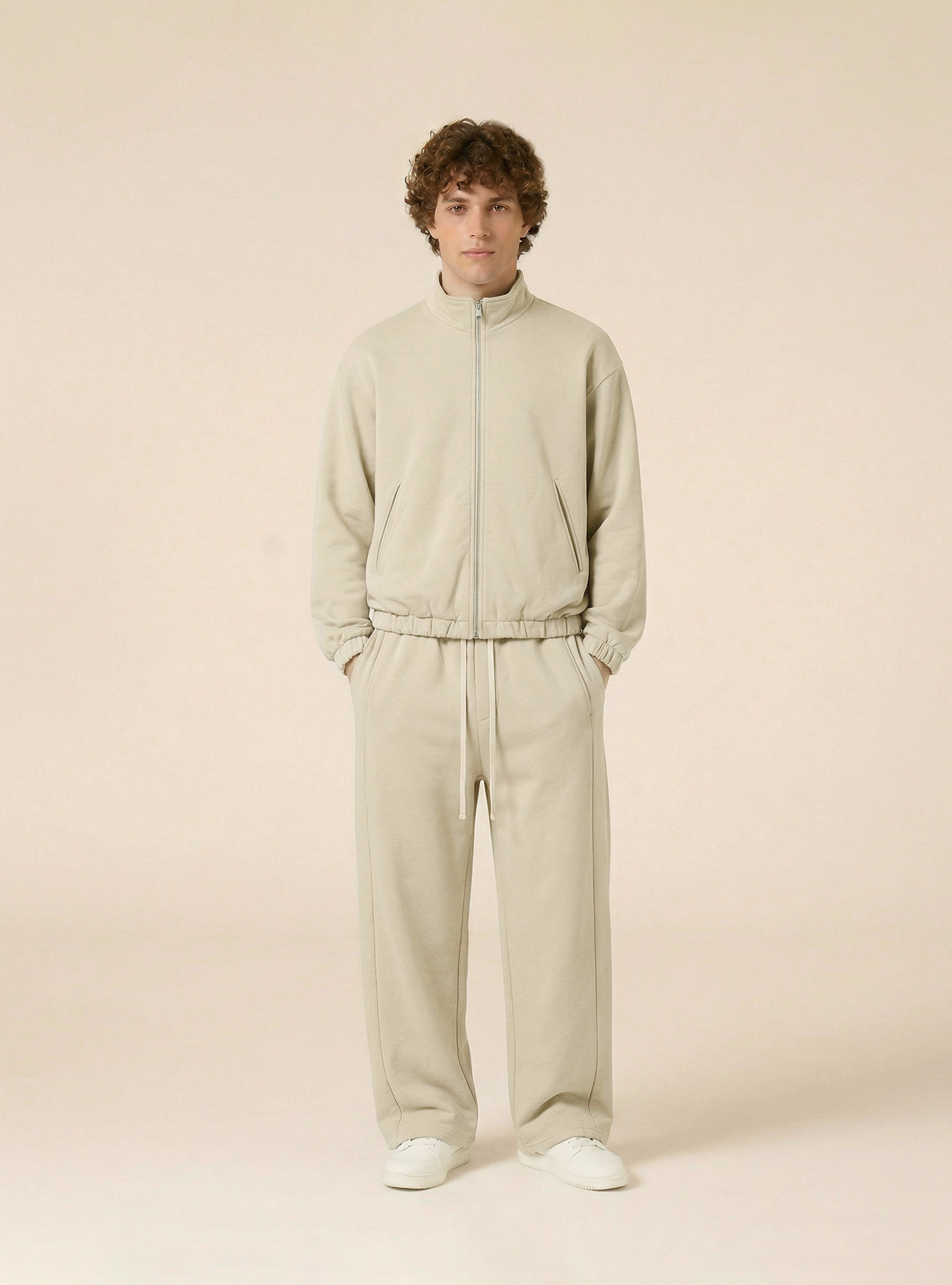 Jogger in felpa baloon fit, BG3 BEIGE LIGHT