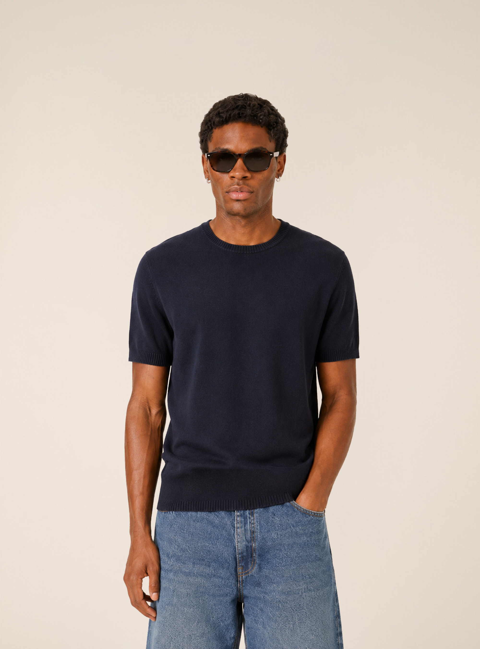 Short Sleeve Lightweight Knit T-Shirt, NA1 NAVY DARK