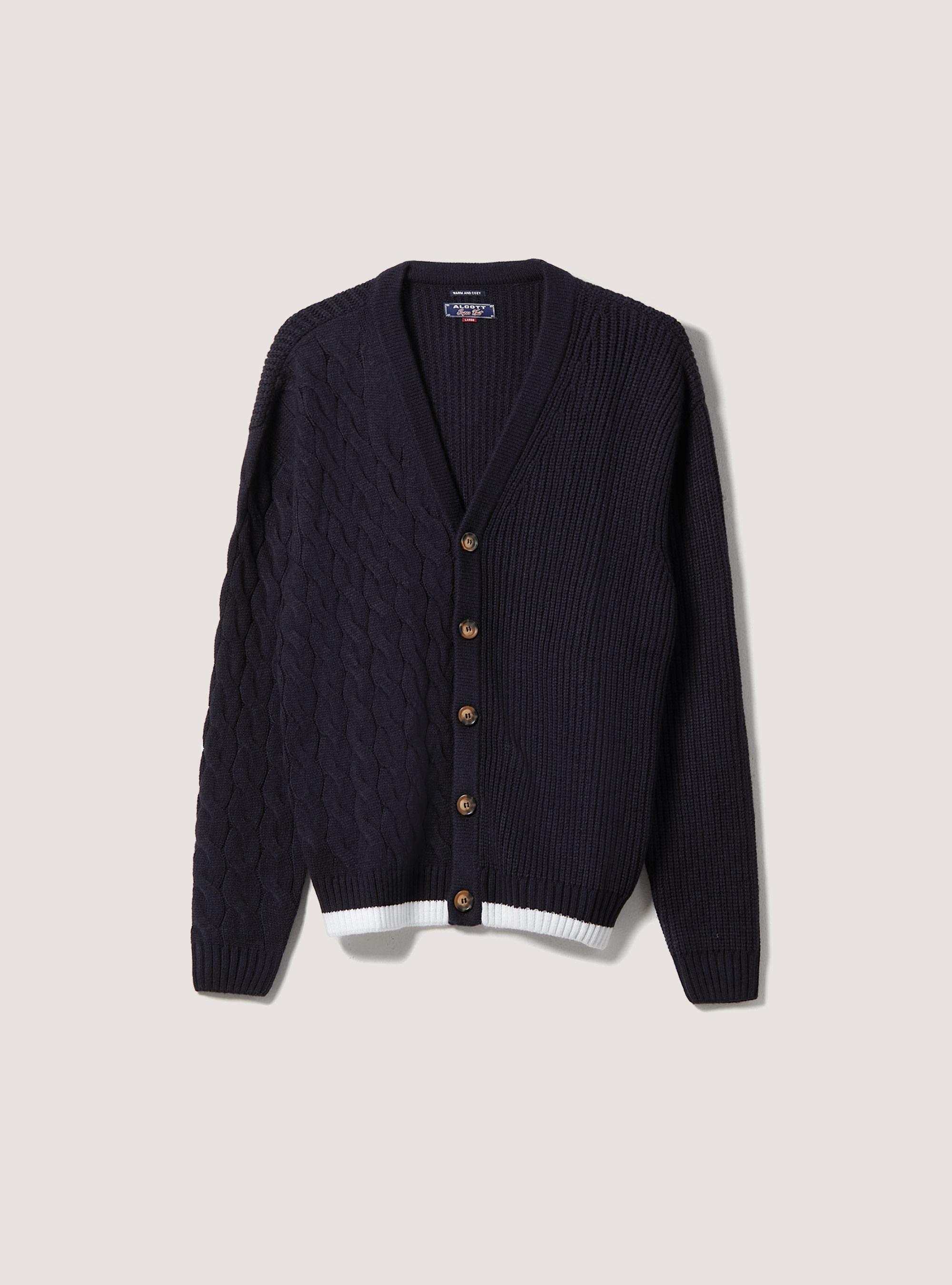 Pull-over cardigan &agrave; double texture, NA1 NAVY DARK
