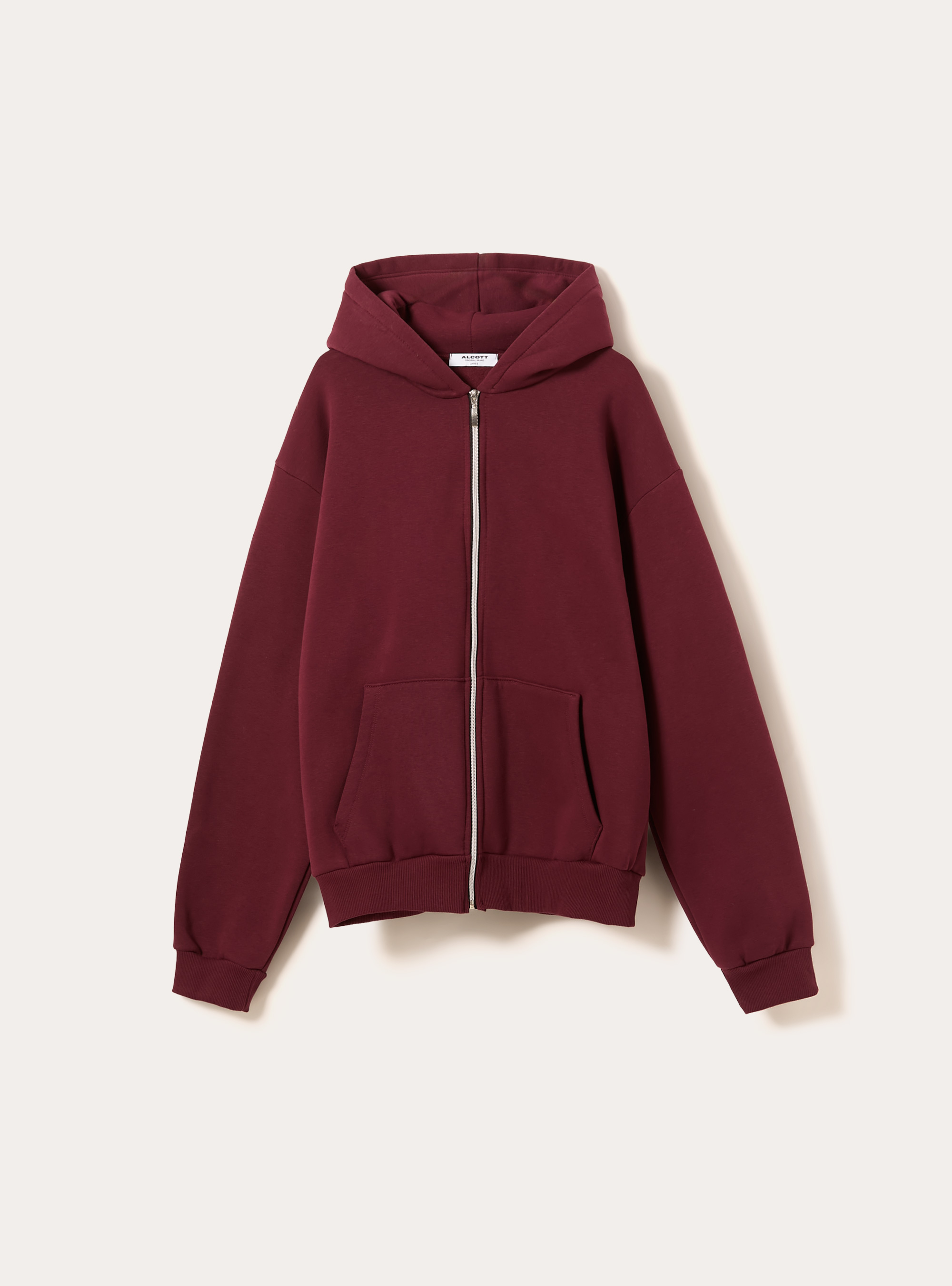 Sweat &agrave; capuche zipp&eacute; coupe boxy, BO1 BORDEAUX DARK