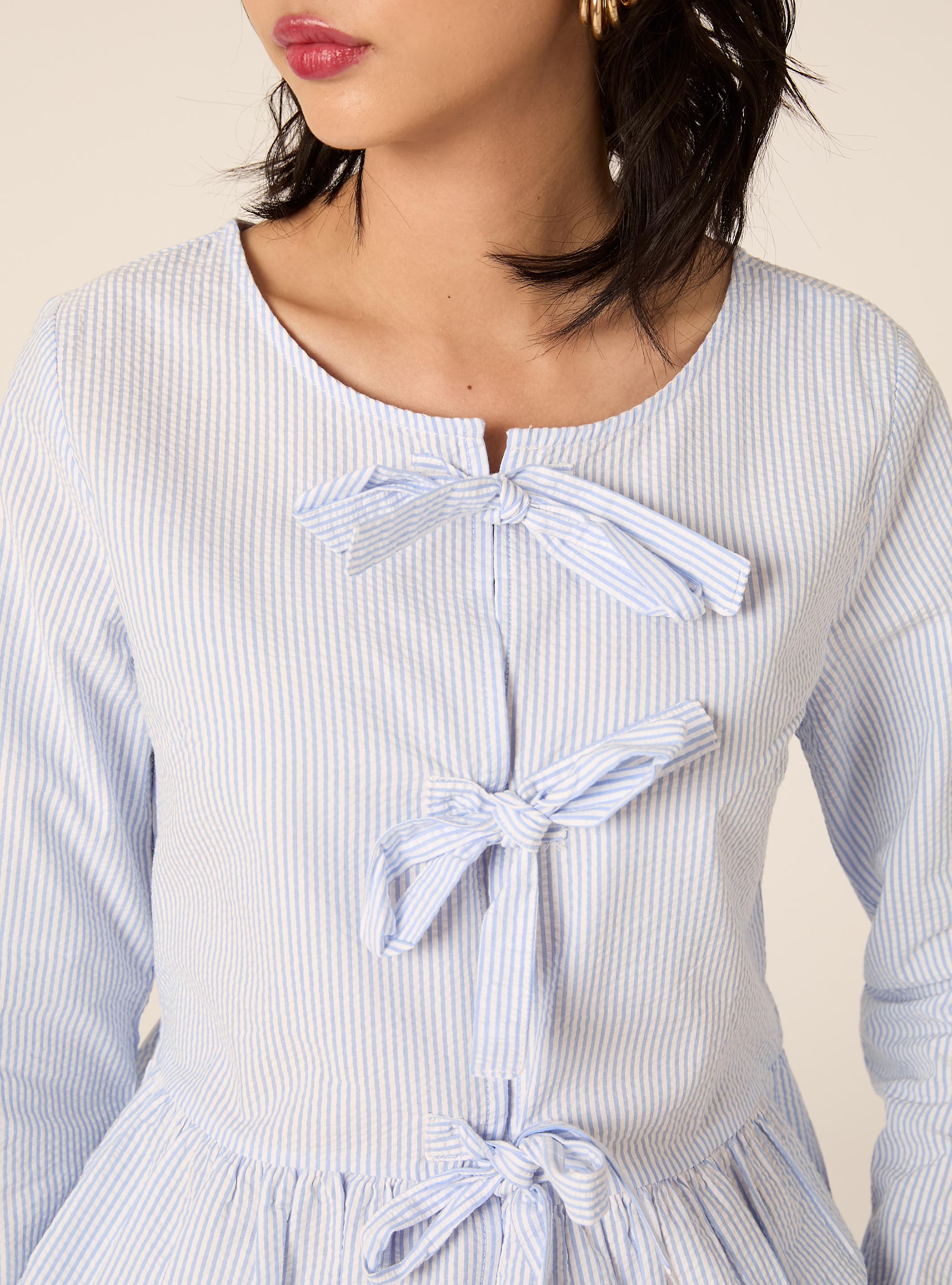 Blusa a righe, AZZURRO MEDIO