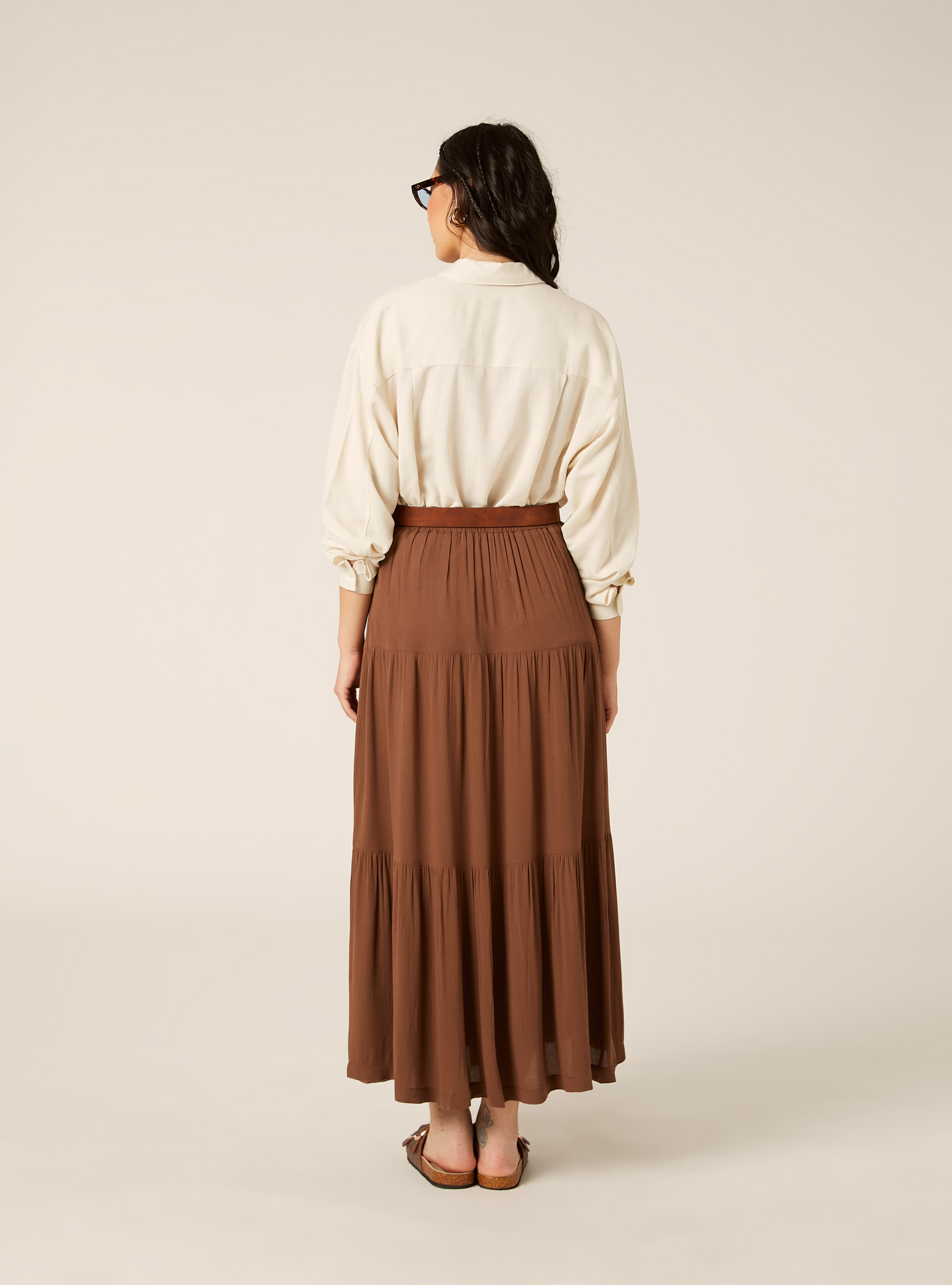 Boho maxi skirt, BR3 BROWN LIGHT