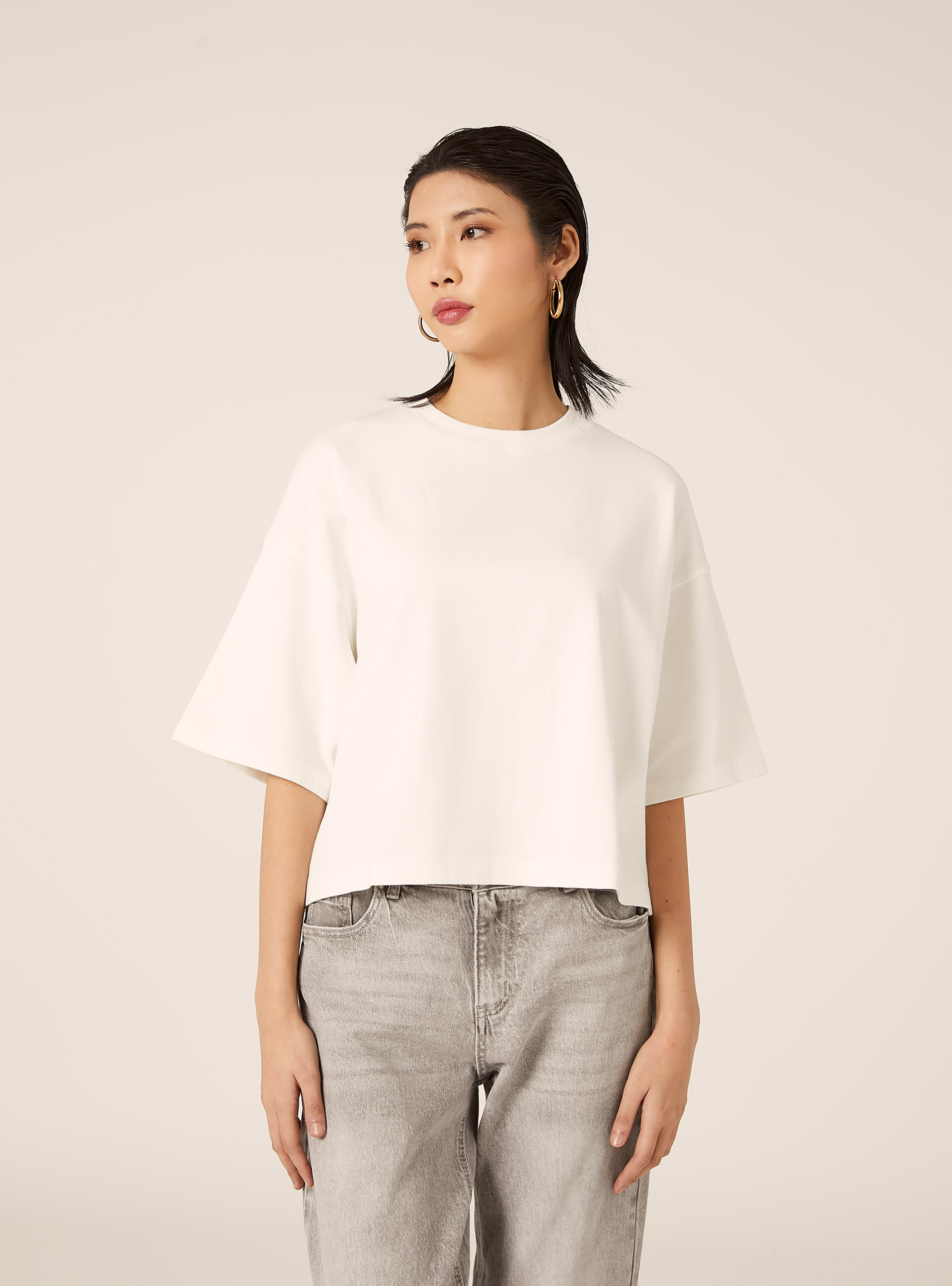 Basic boxy fit T-shirt, WH2 WHITE
