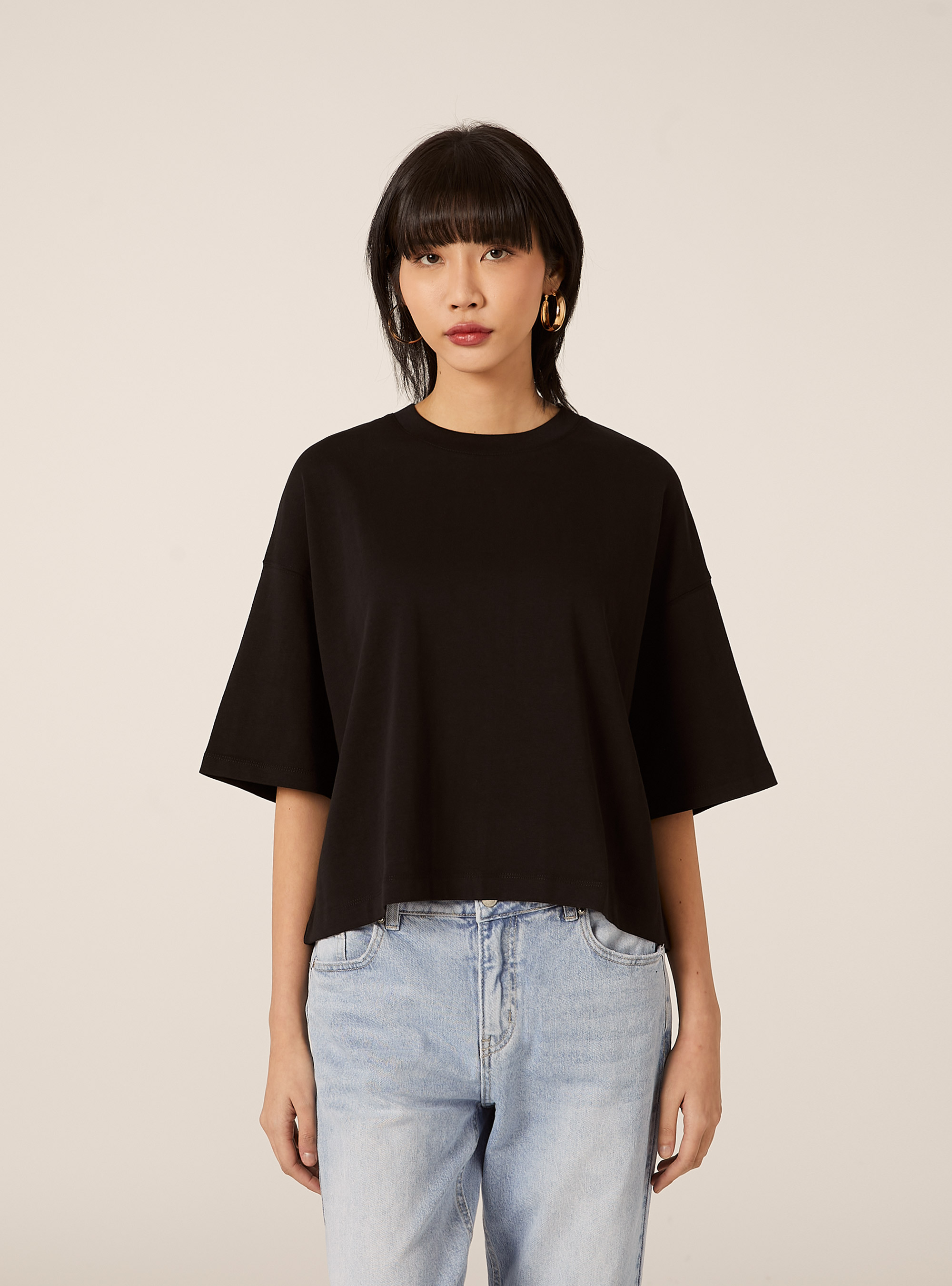 Maglietta basic boxy fit, NERO