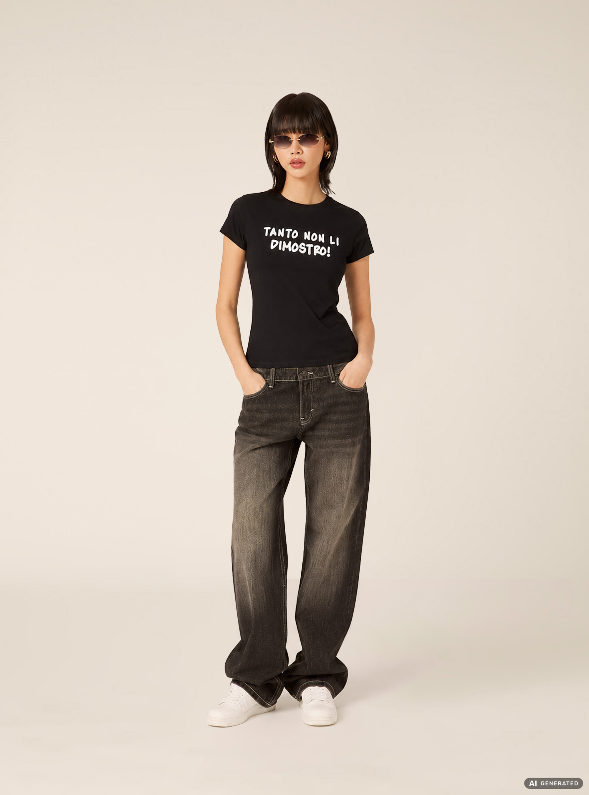 T-shirt regular con stampa "tanto non li dimostro", BK1 BLACK