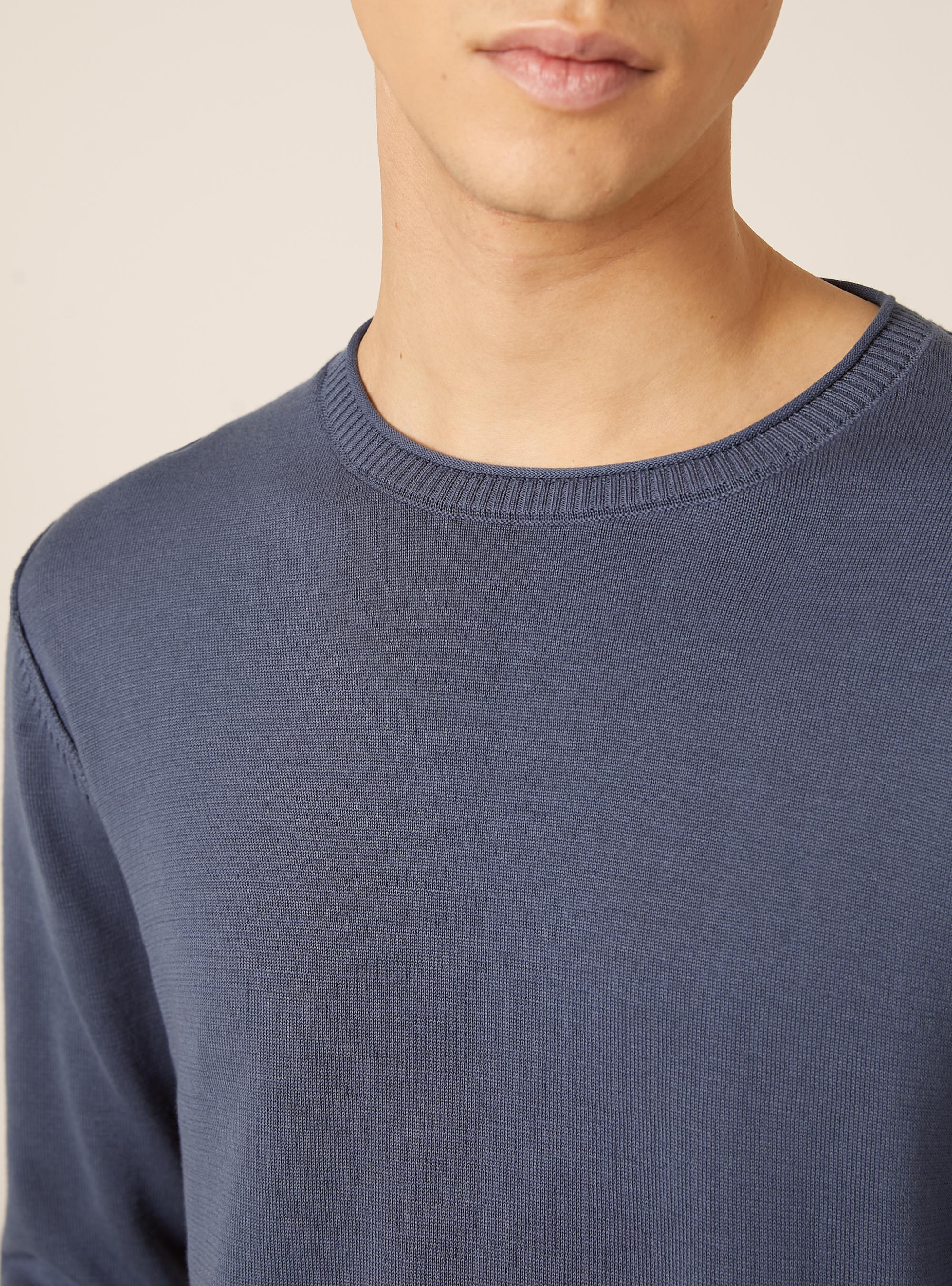 Cotton crew neck pullover, BL3 BLUE LIGHT