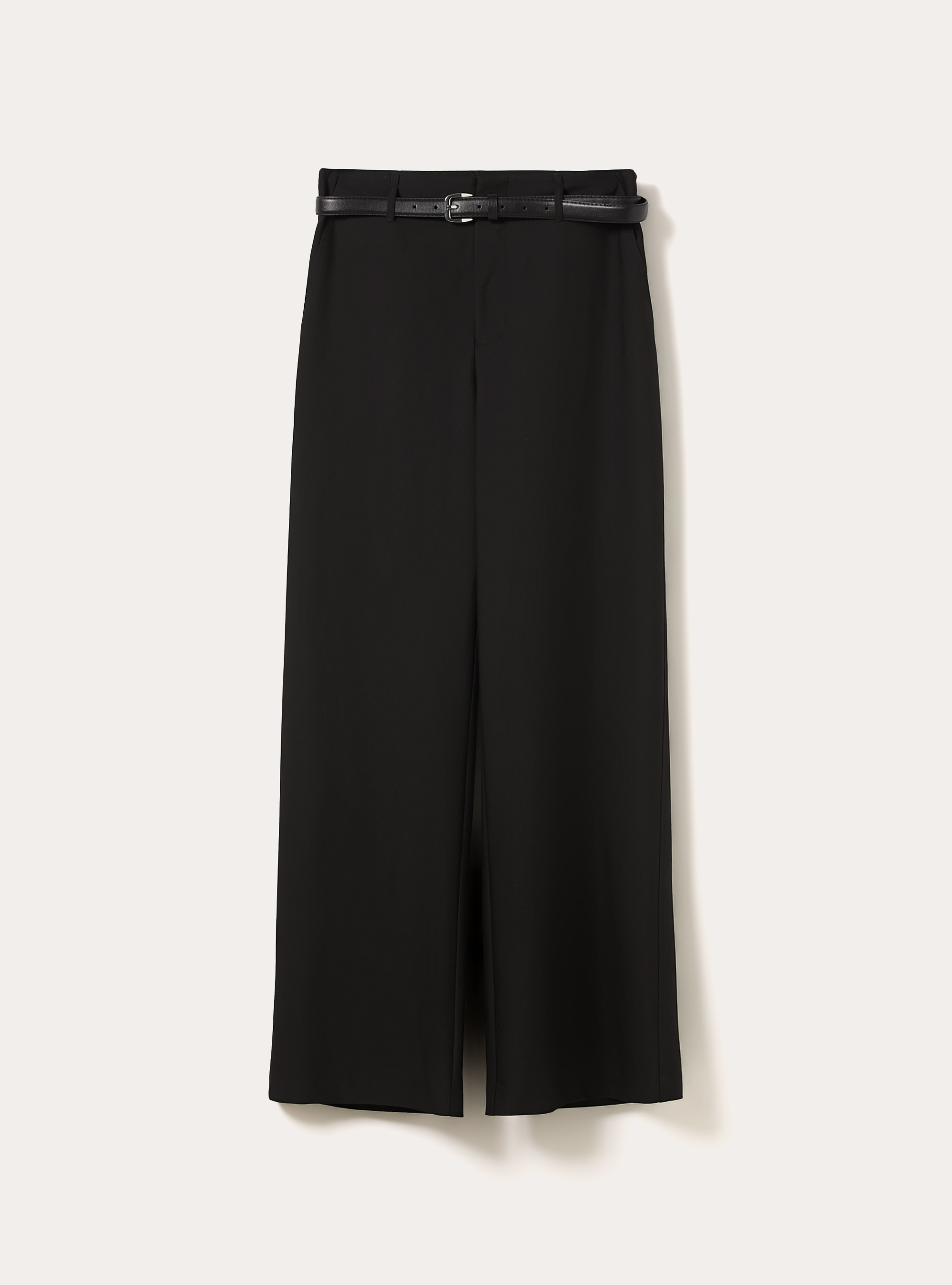 Pantaloni dritti eleganti con cintura, BK1 BLACK