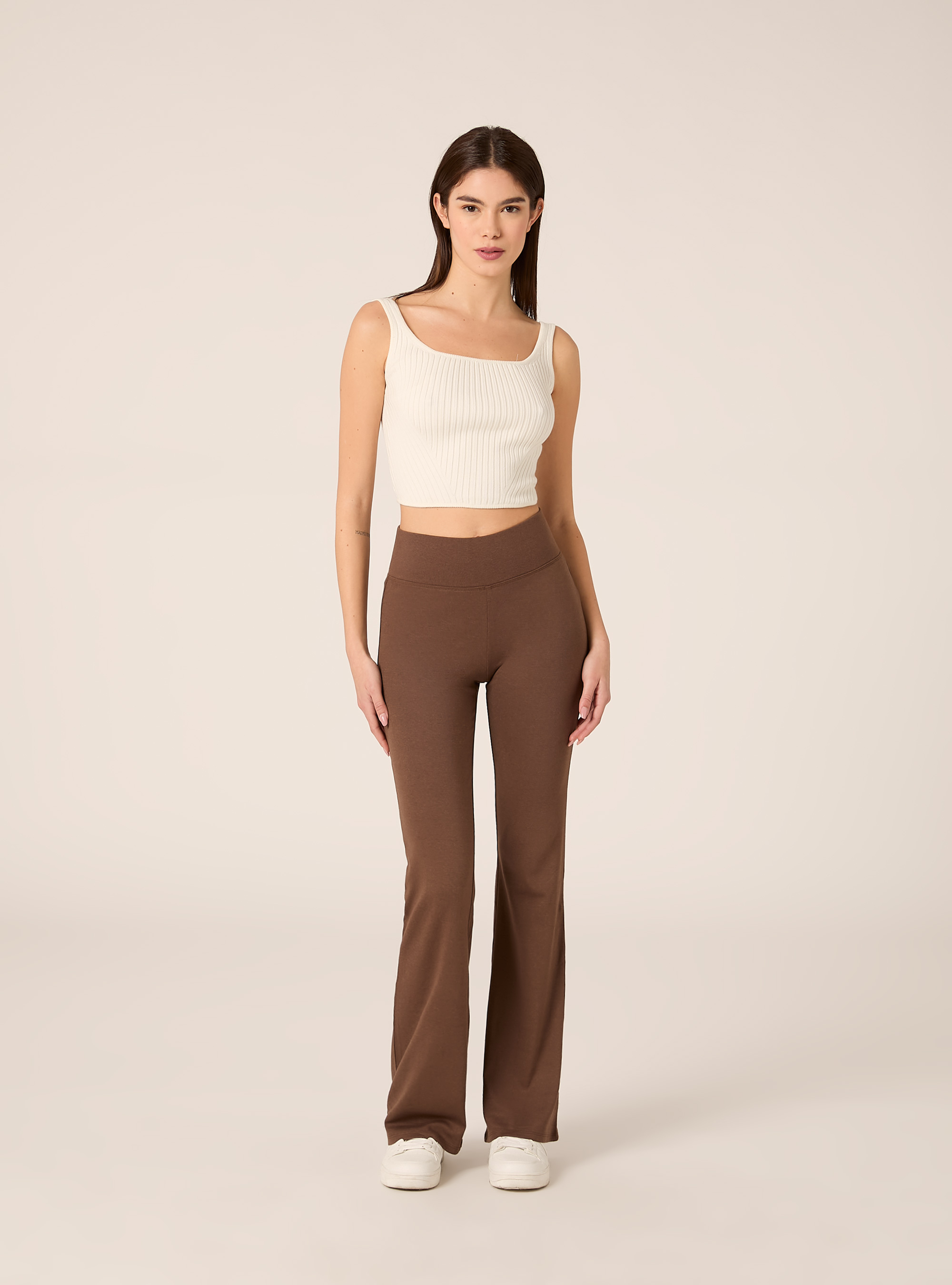 Leggings flare, MARRONE MEDIO