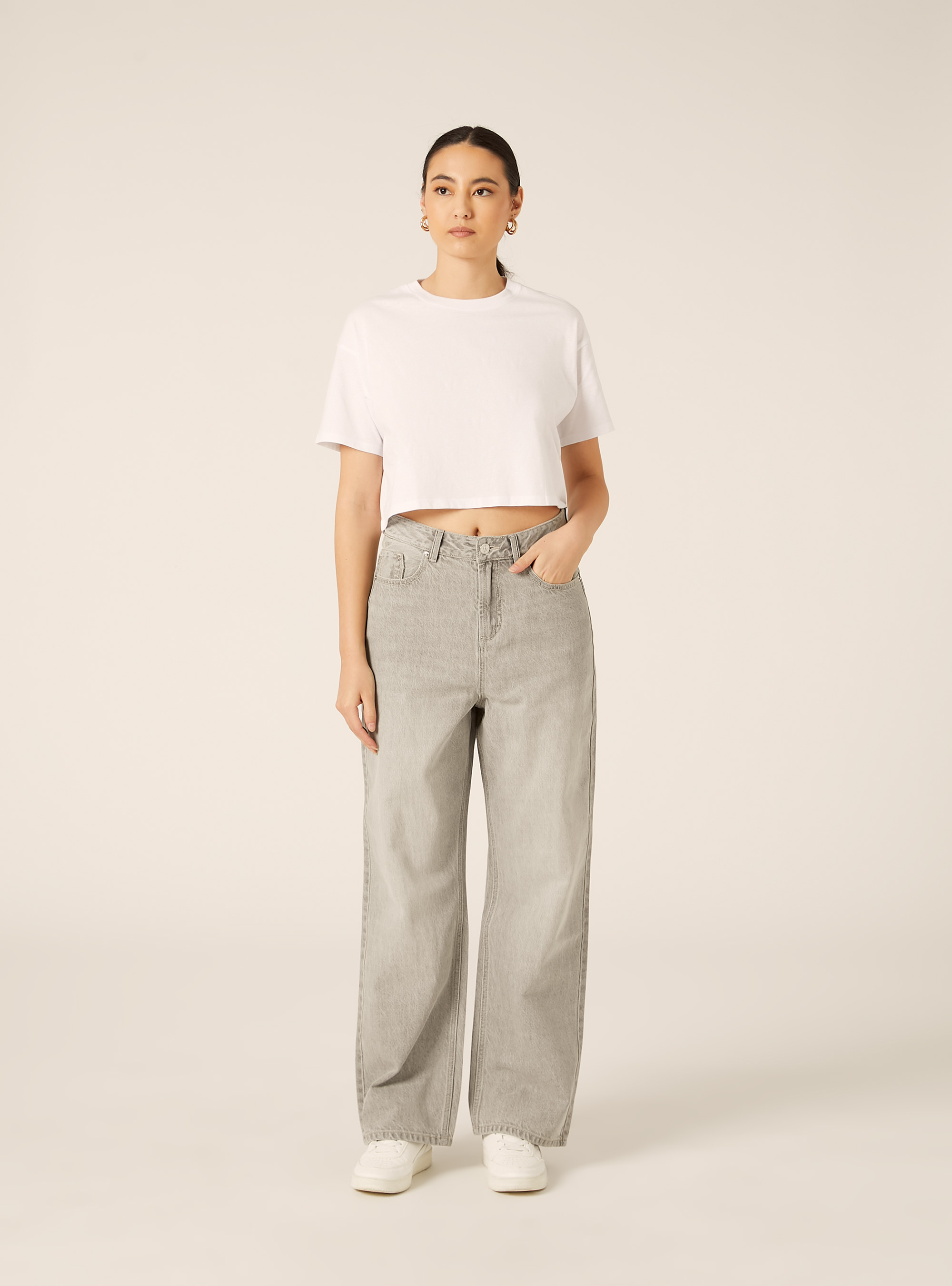 Vaqueros wide leg, D00G GREY
