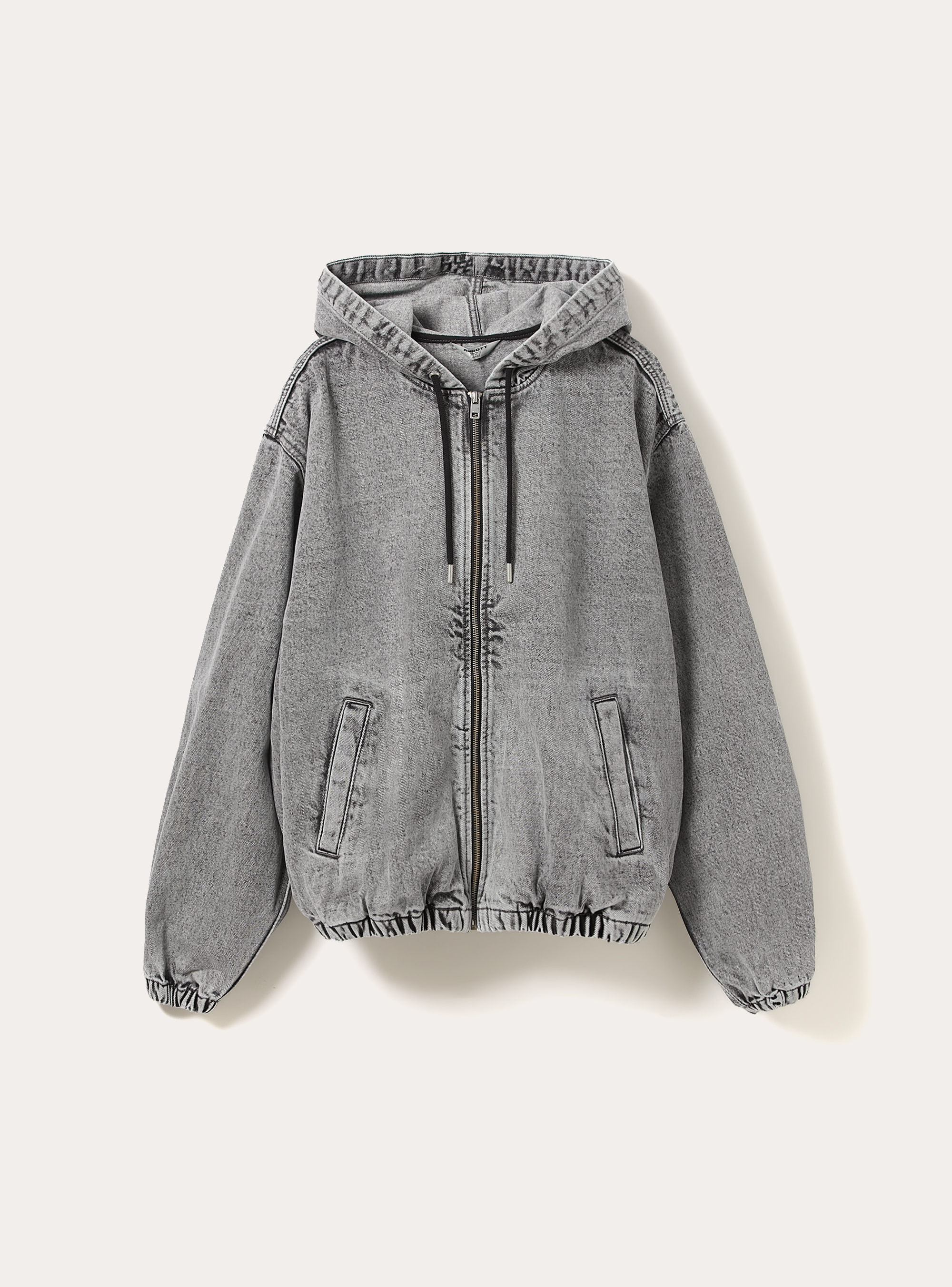 Hooded denim bomber jacket, D00G GREY