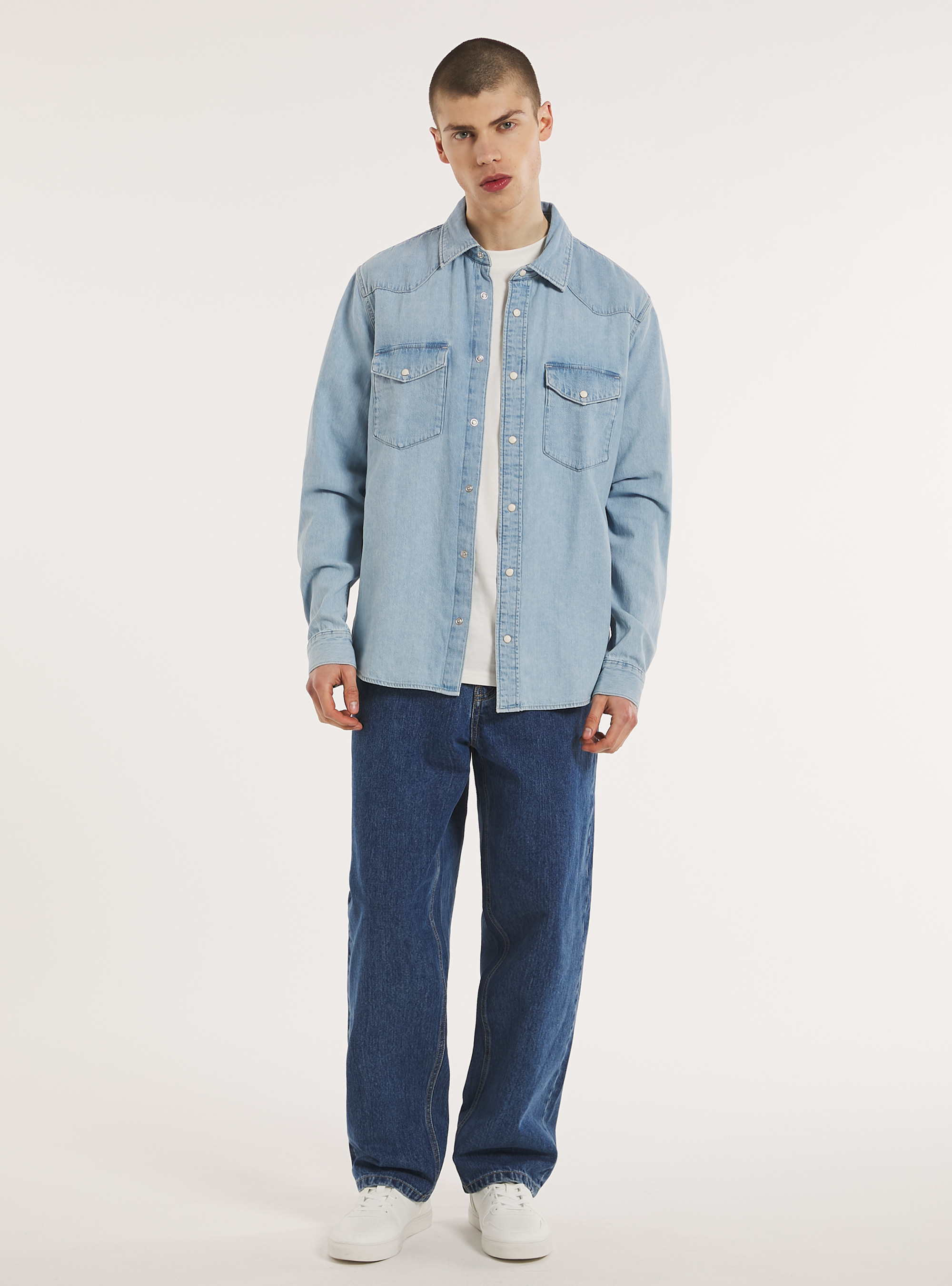 Camicia in denim, D008 SUPER LIGHT BLUE