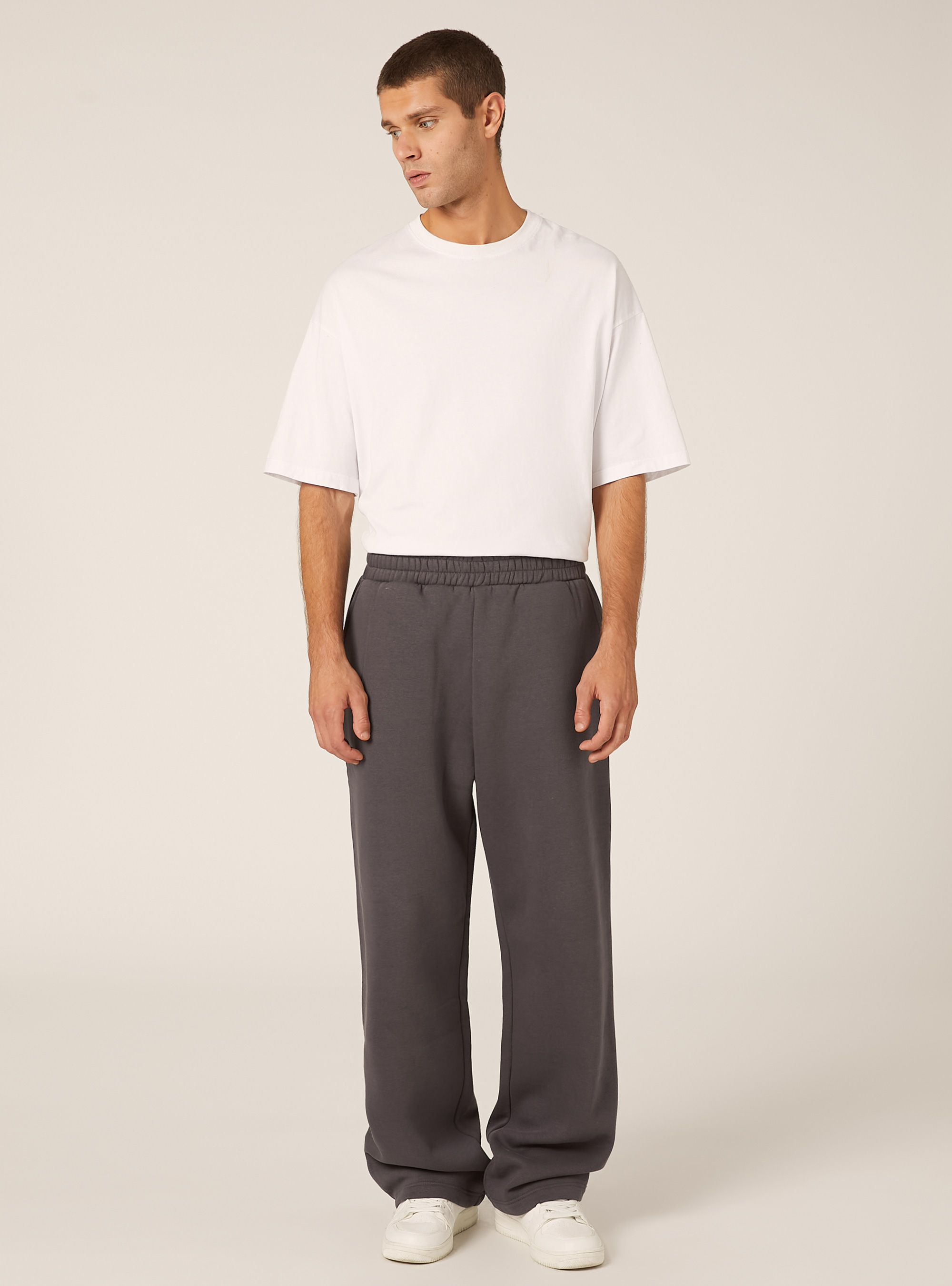 Pantalon ample en molleton, GY1 GREY DARK