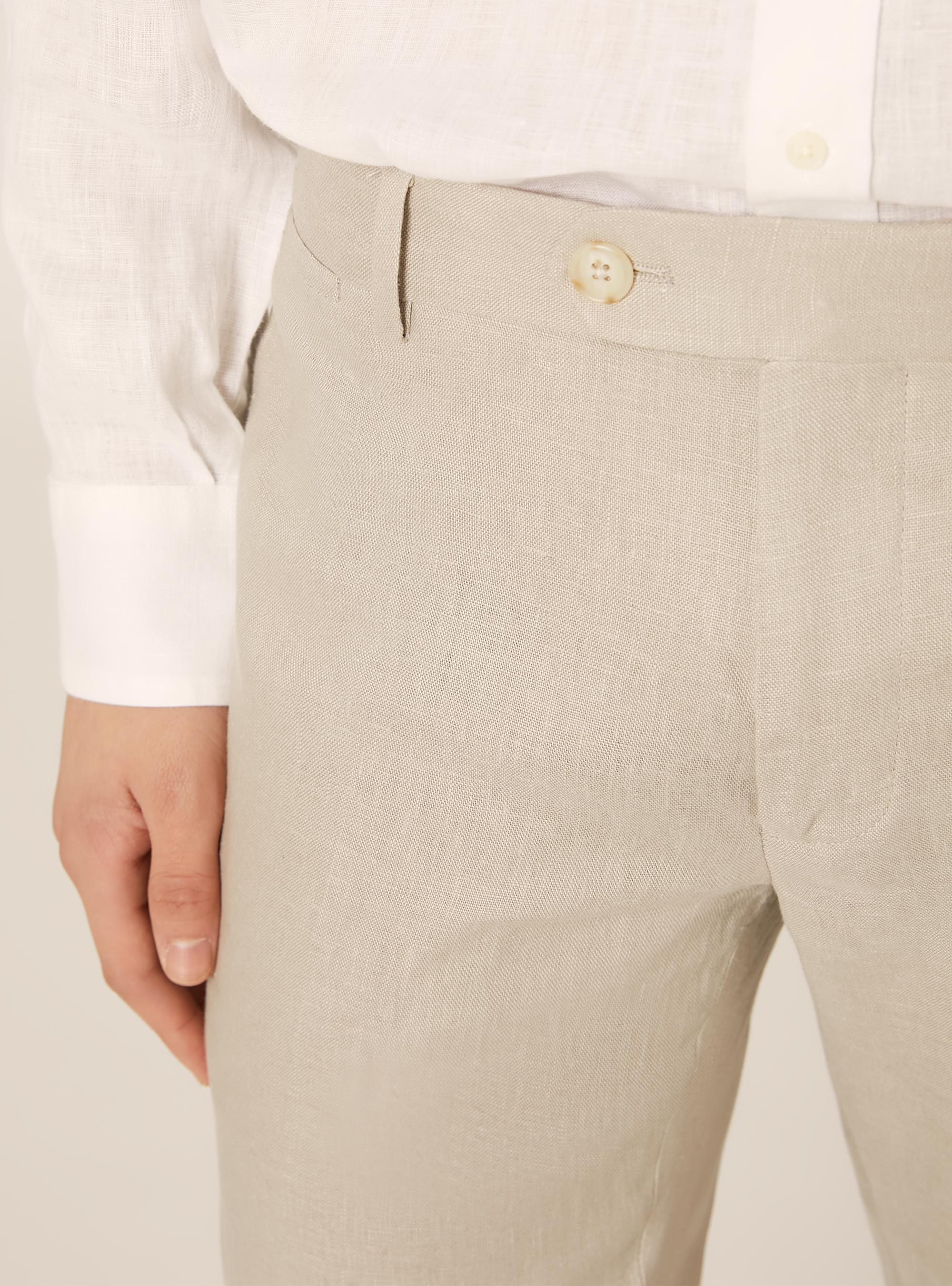 Pantalones de lino puro, BG3 BEIGE LIGHT