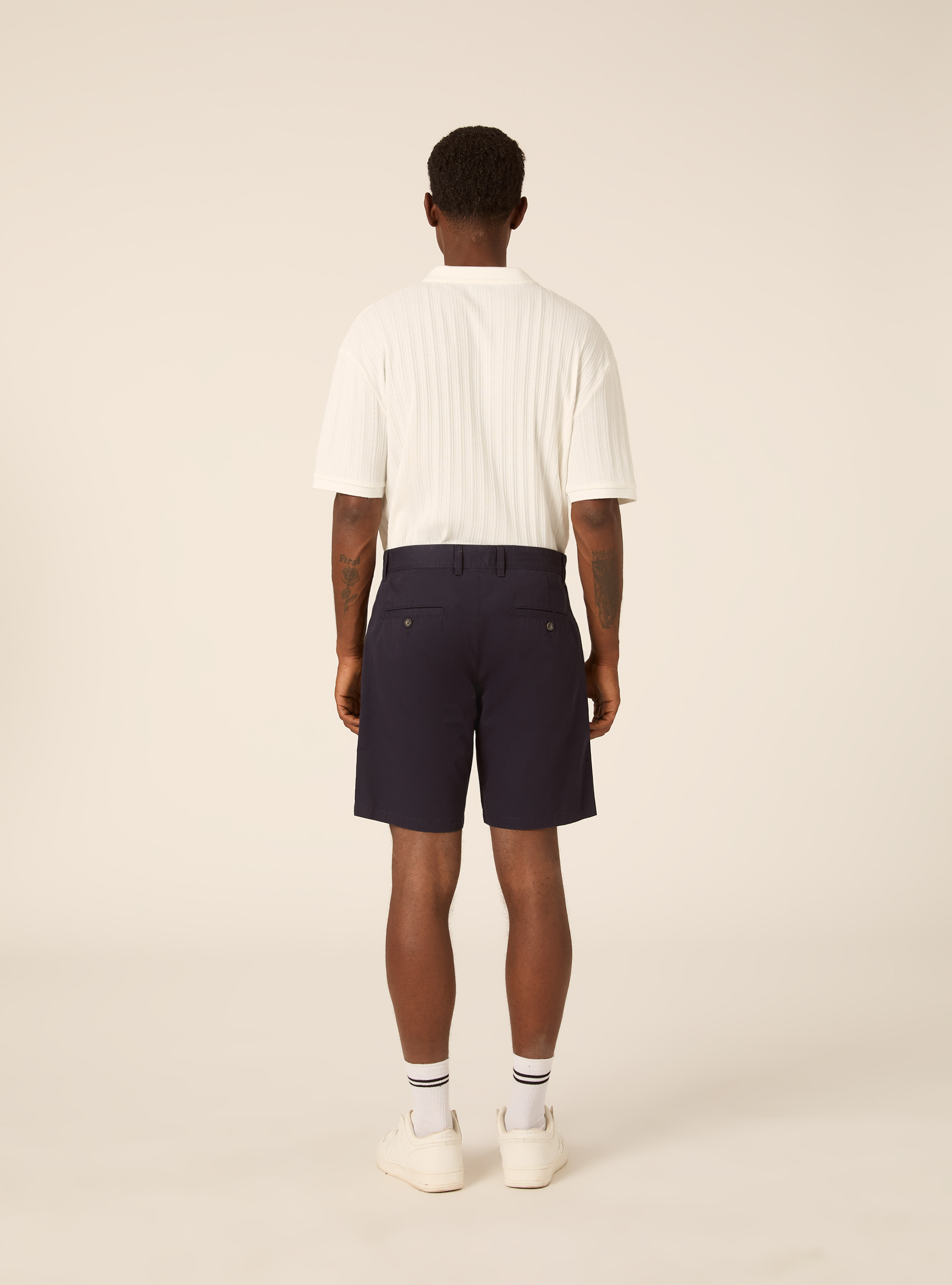Plain Fit Twill Bermuda Shorts, NA1 NAVY DARK