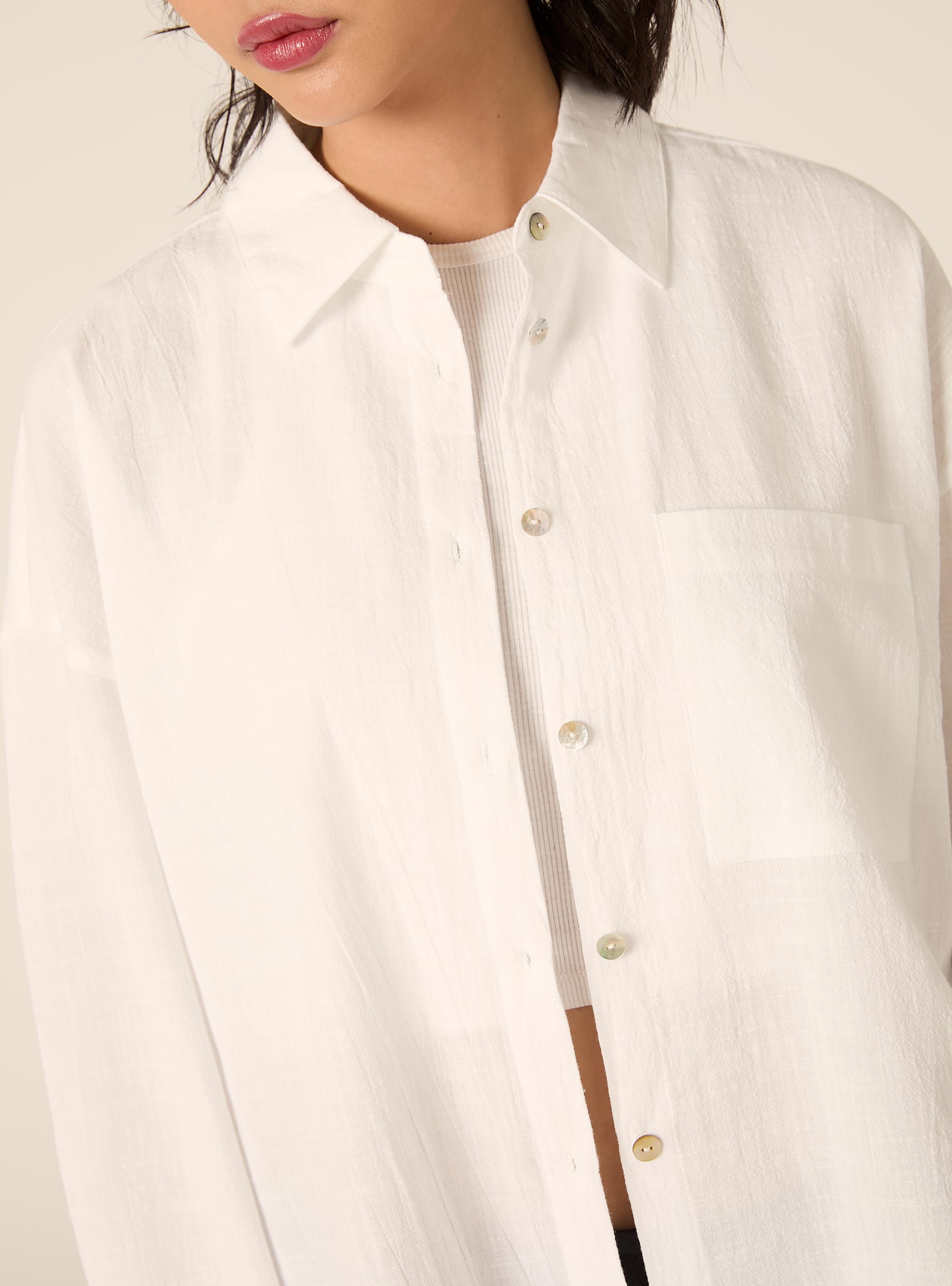 Oversize-Hemd mit Tasche, WH2 WHITE