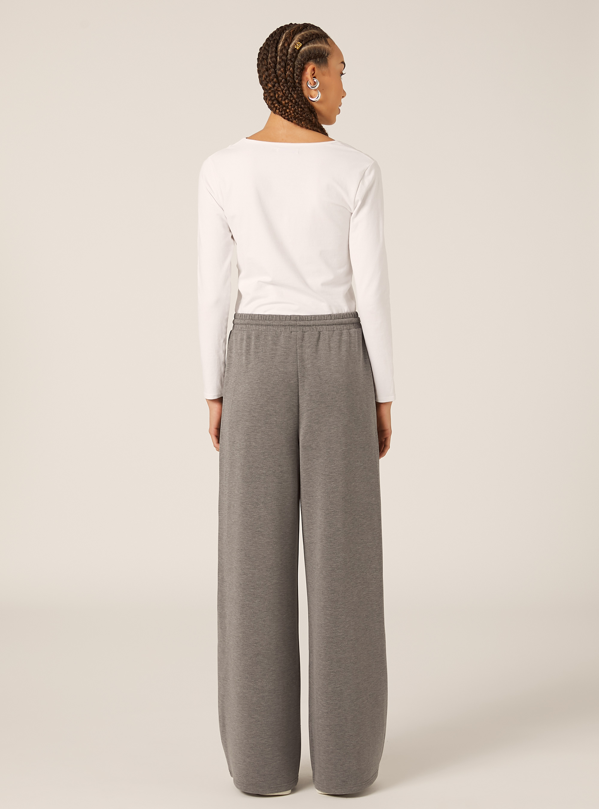 Pantalon jogging large &agrave; toucher doux, MGY1 GREY MEL DARK