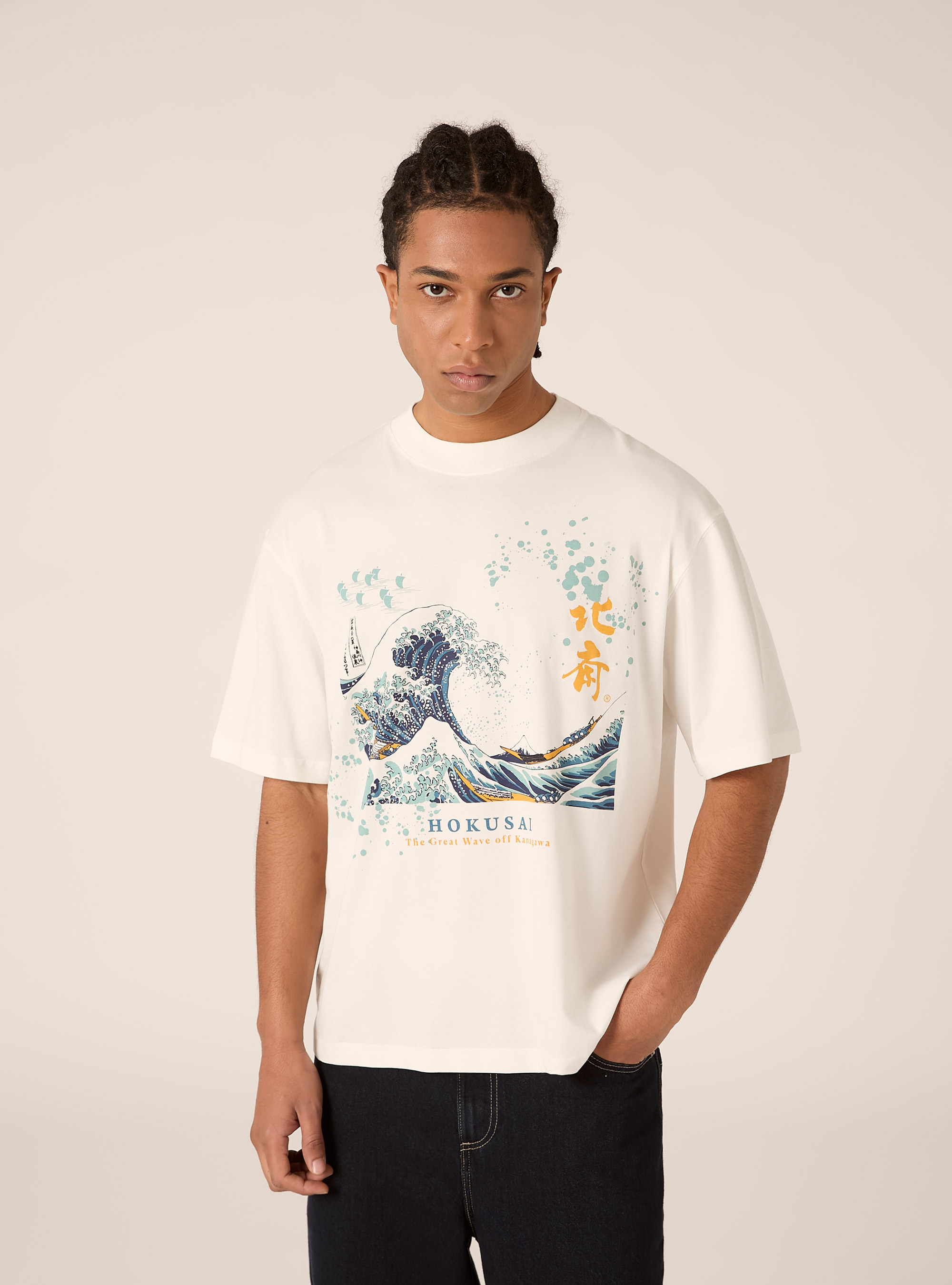 T-shirt coupe carr&eacute;e Katsushika Hokusai / Alcott, WH2 WHITE