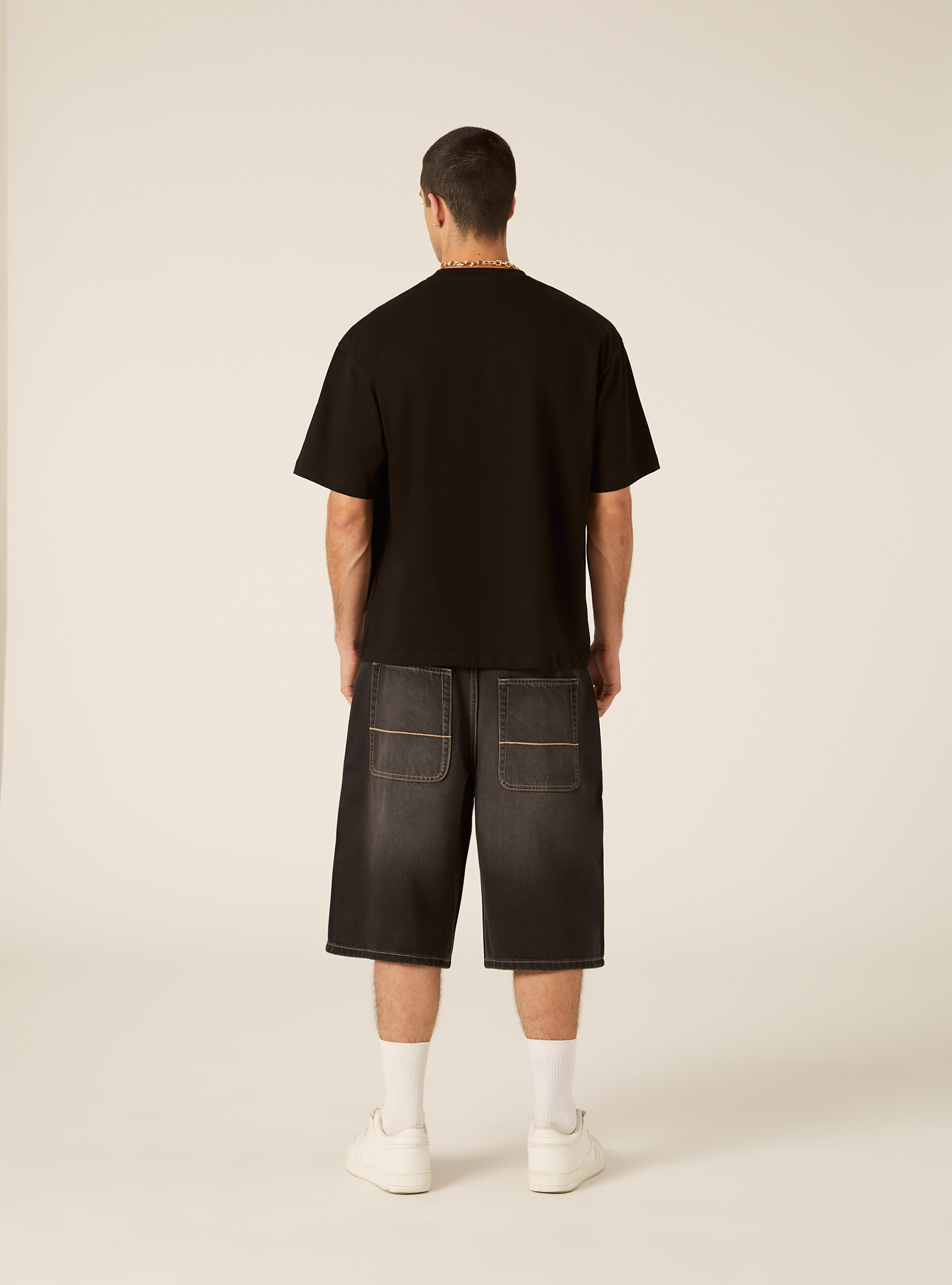 Camiseta Boxy Fit Estampada, BK1 BLACK