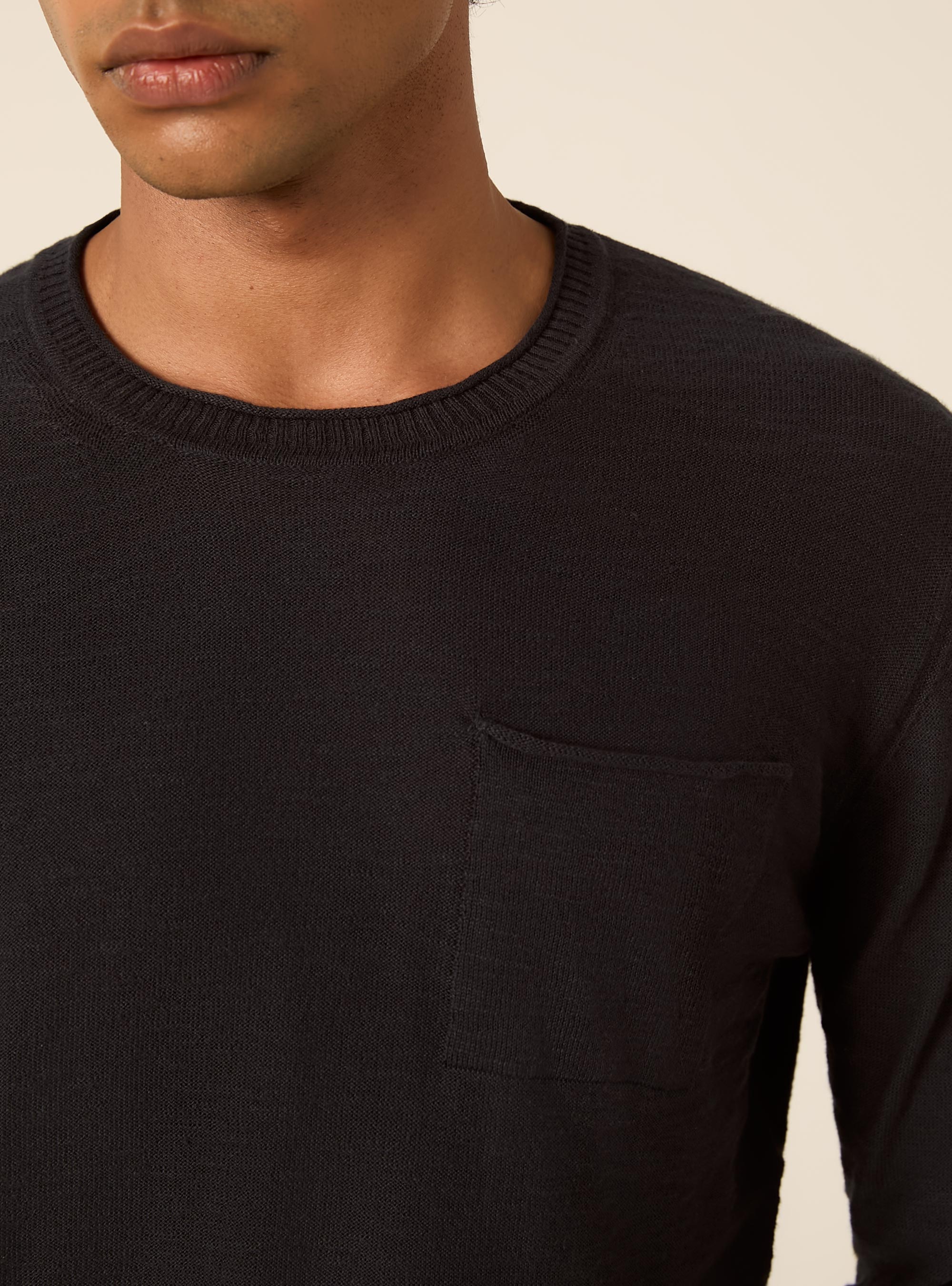 Jersey ligero de cuello redondo con bolsillo, NA2 NAVY MEDIUM