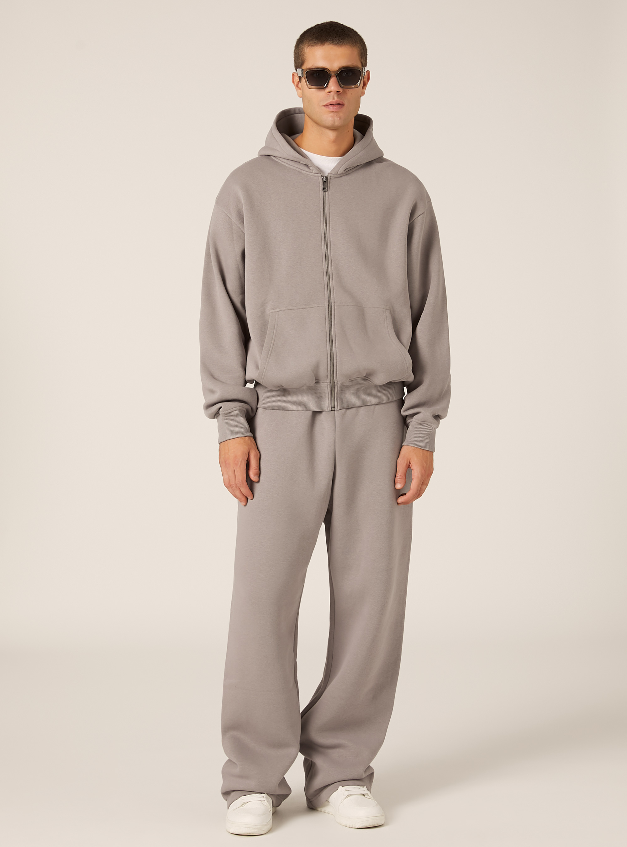Sweat-shirt zipp&eacute; &agrave; capuche coupe boxy, GY2 GREY MEDIUM