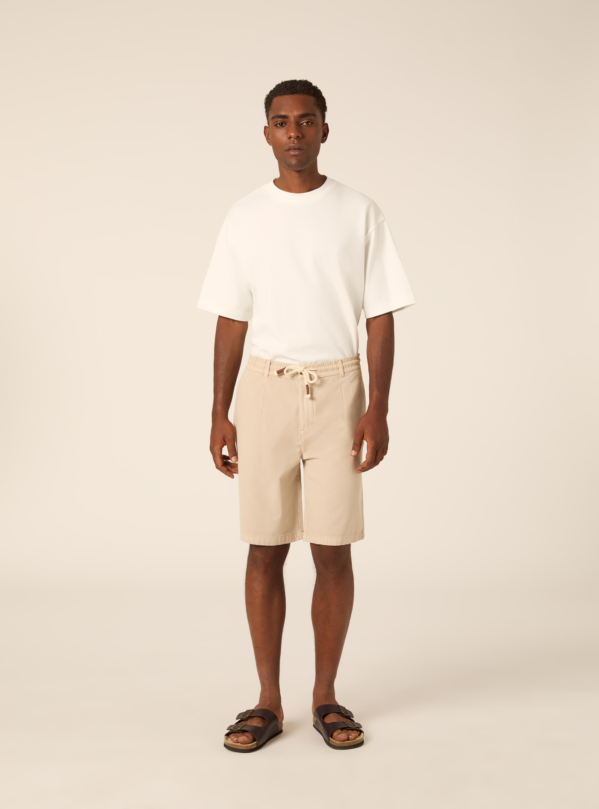 Bermuda in baby twill di cotone, BEIGE MEDIO