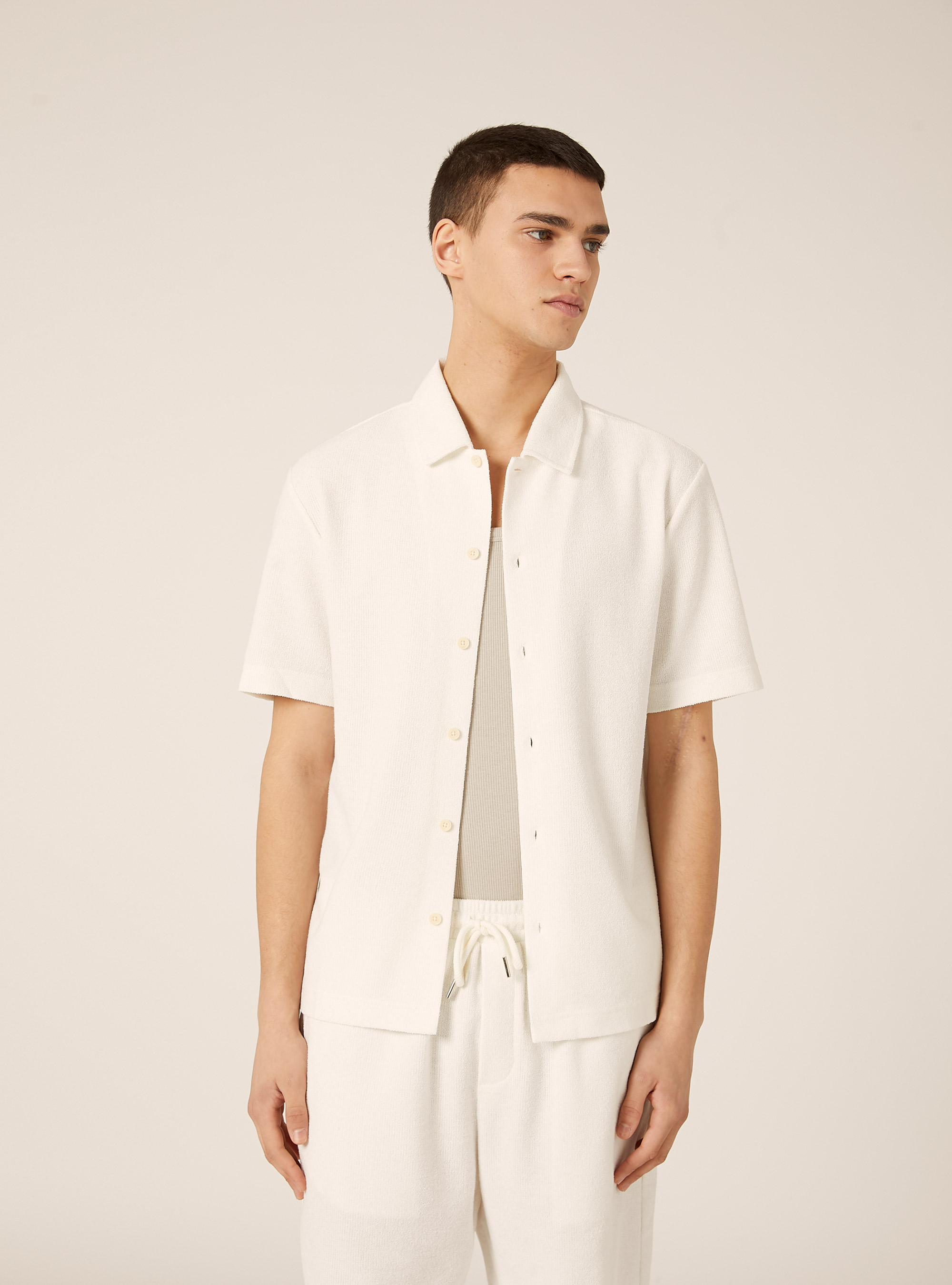 Camisa de manga corta con textura, WH1 OFF WHITE