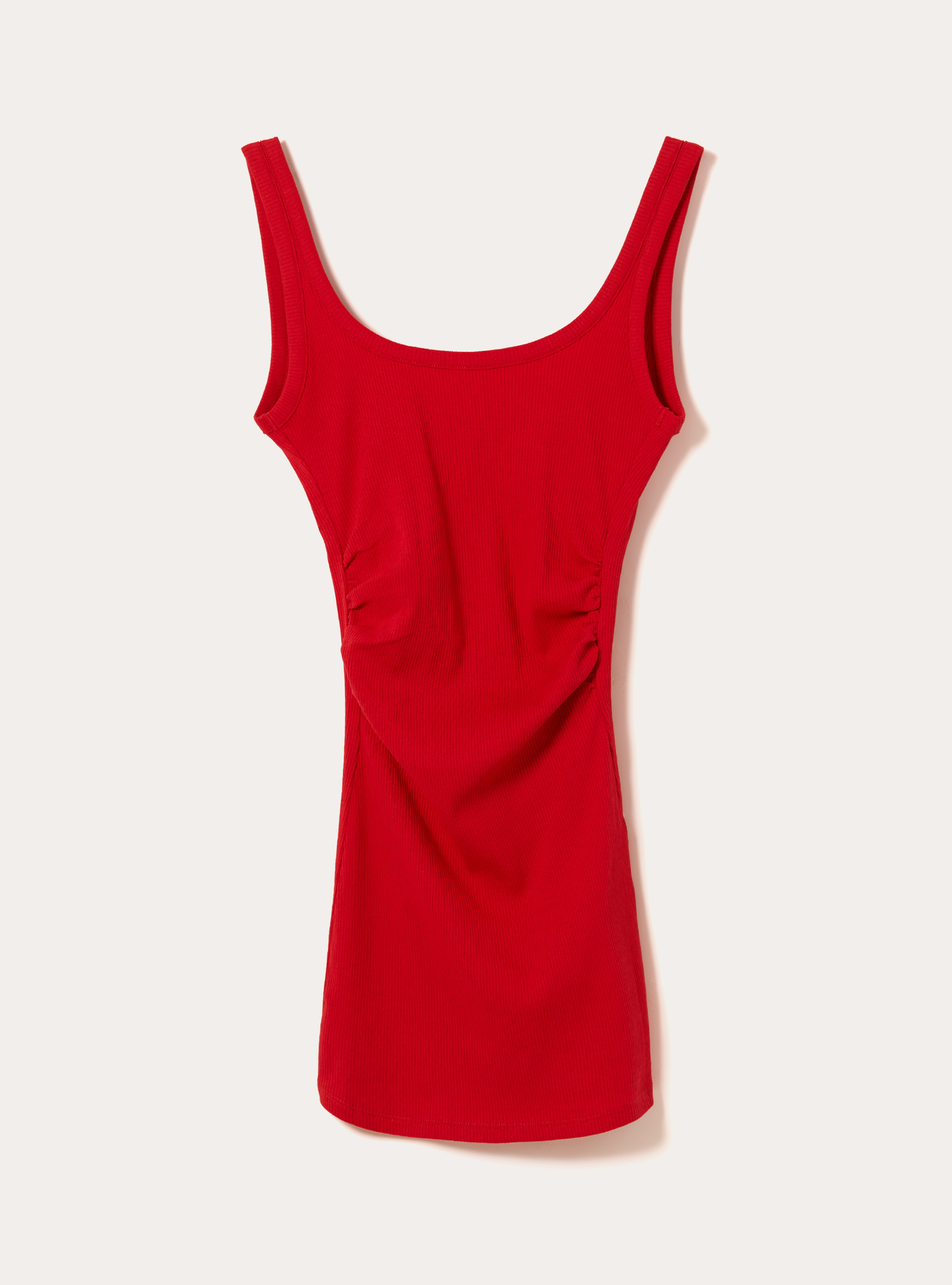 Abito basic a costine, ROSSO MEDIO