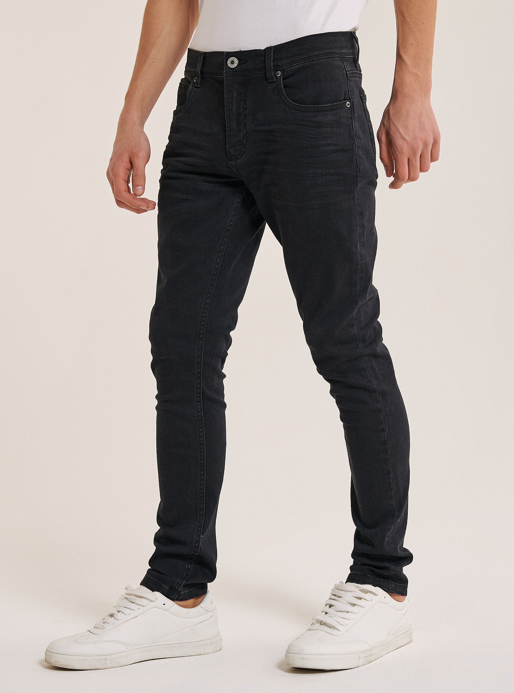 jeans super skinny en coton, C109 BLACK