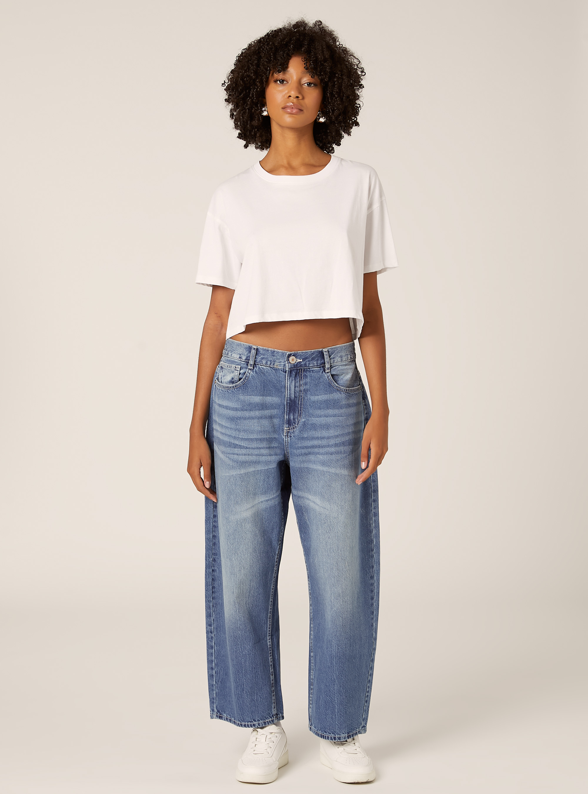 Jeans coupe barrel, D003 MEDIUM BLUE