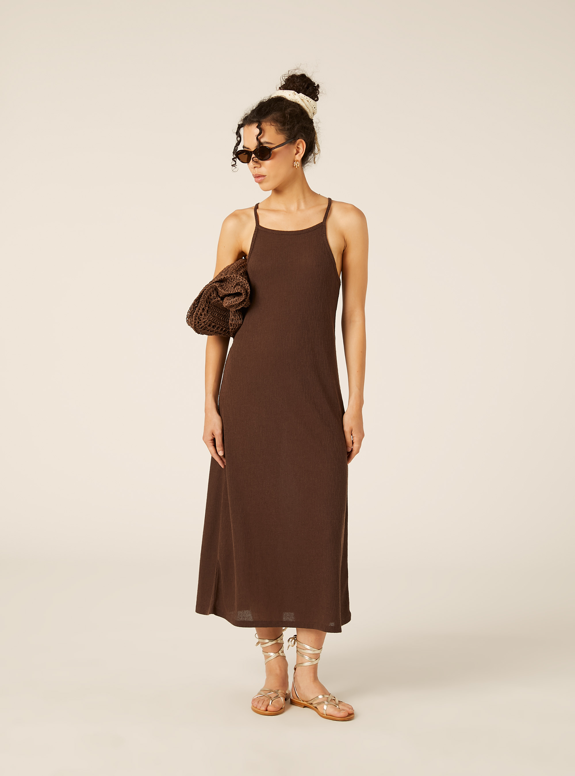 Halterneck-Midikleid, BR2 BROWN MEDIUM