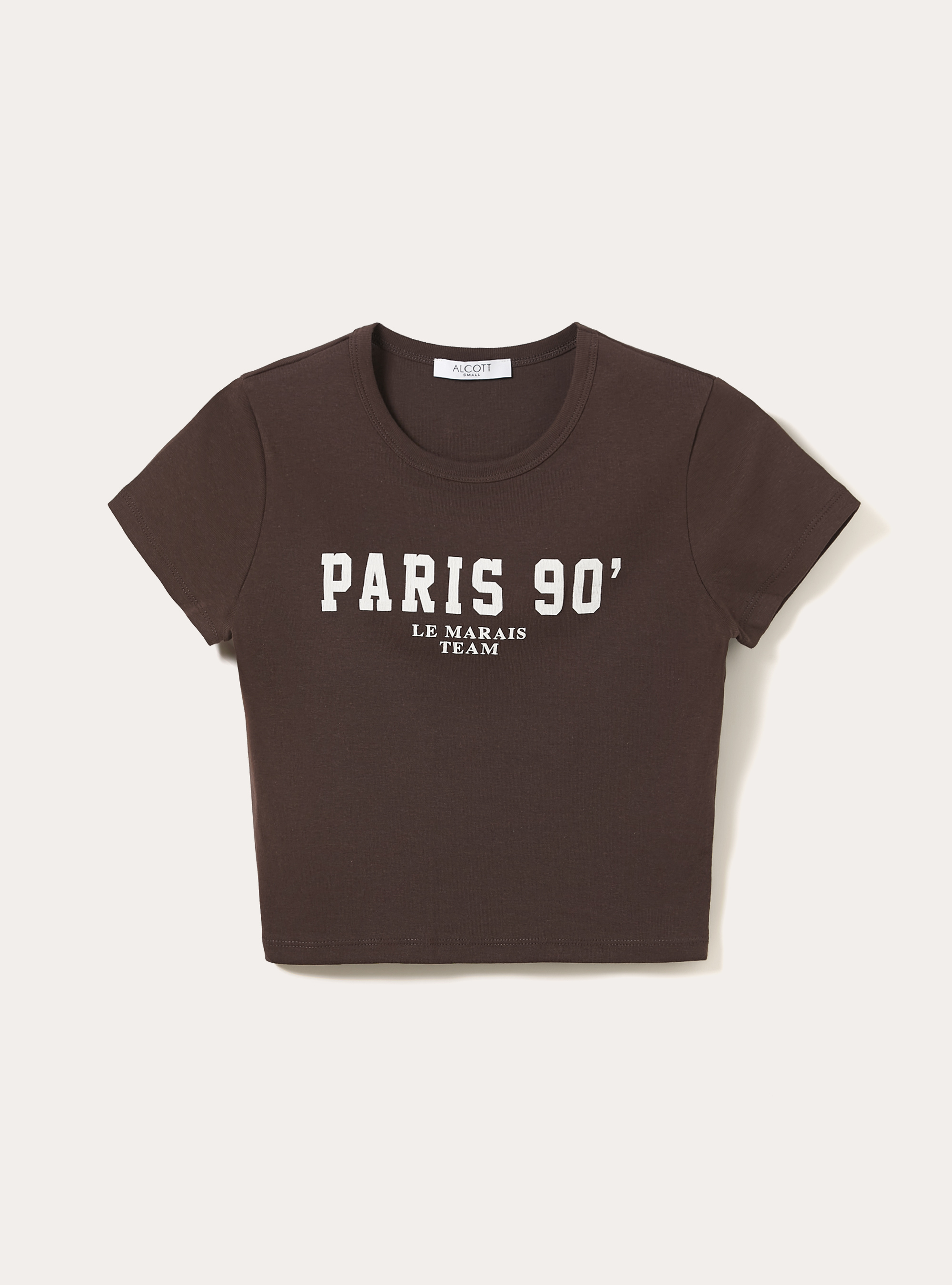Cropped Short Sleeve Varsity Graphic T-Shirt, BR1 BROWN DARK