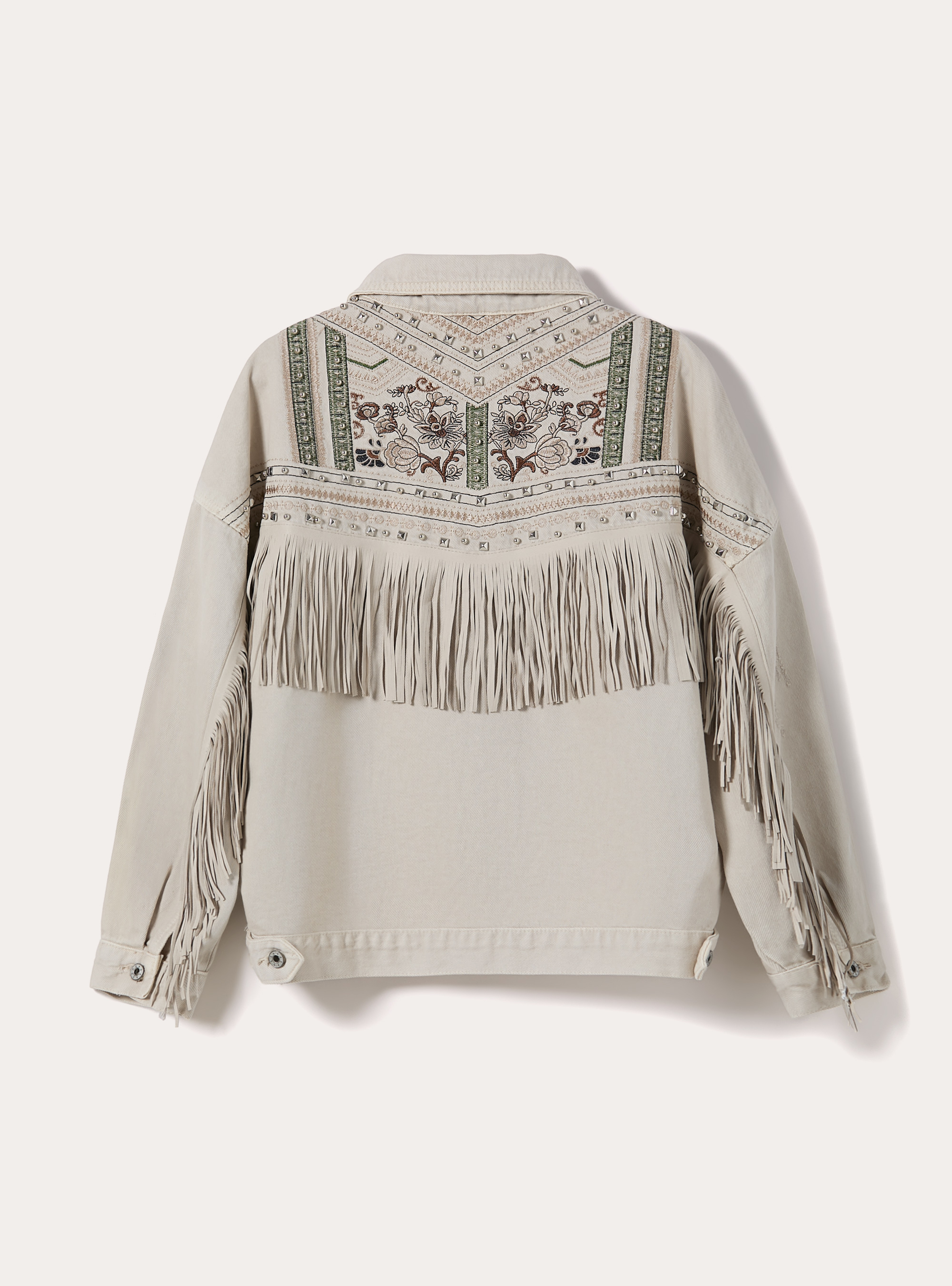 Chaqueta vaquera con flecos, BG3 BEIGE LIGHT