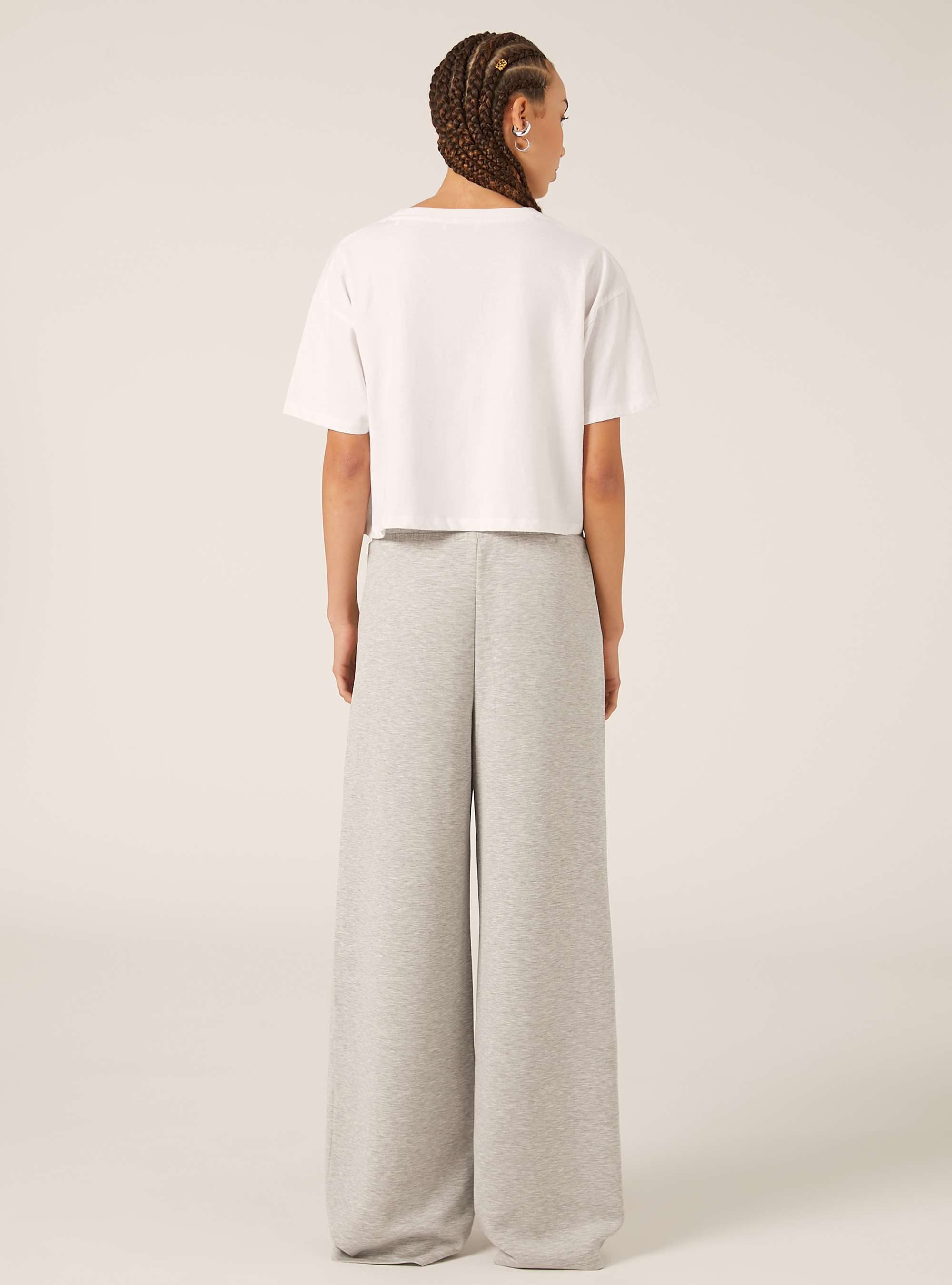 Pantalon jogging large &agrave; toucher doux, MGY3 GREY MEL LIGHT