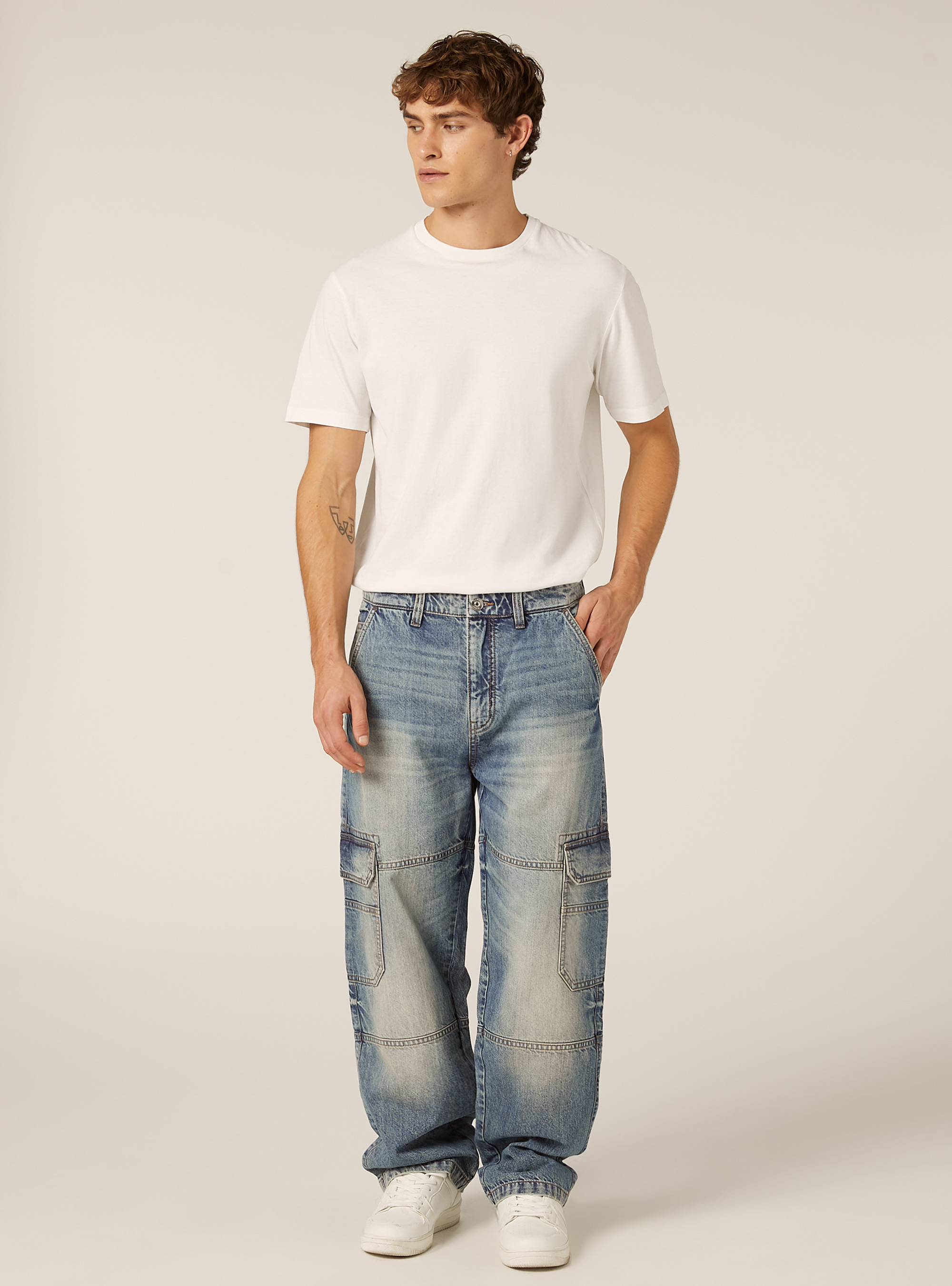 Cargo jeans, D003 MEDIUM BLUE