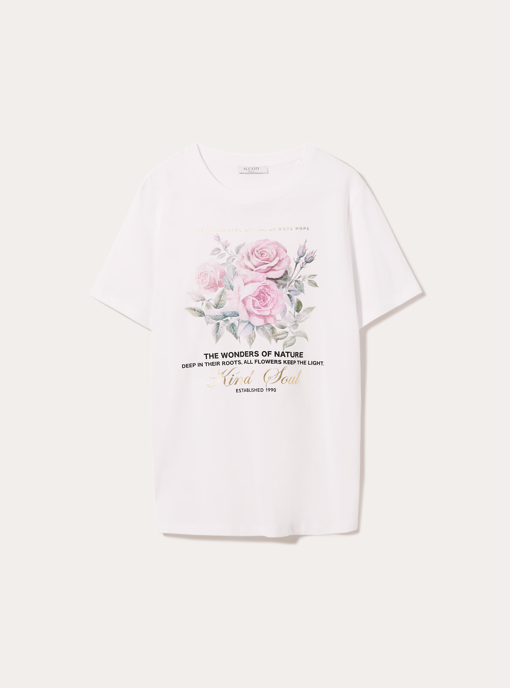 Metallic print t-shirt, WH3 WHITE