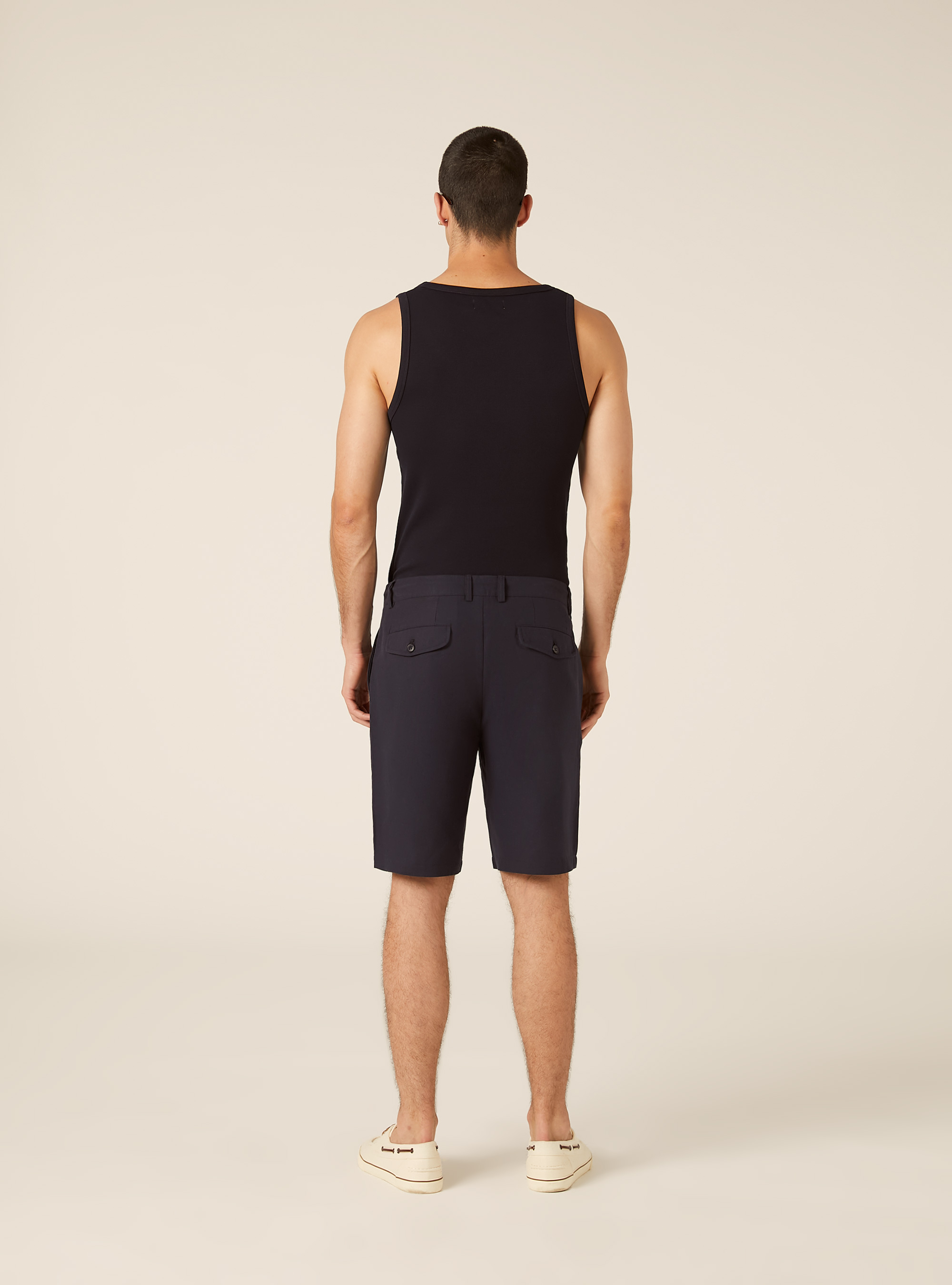 Linen Blend Bermuda Shorts, NA1 NAVY DARK