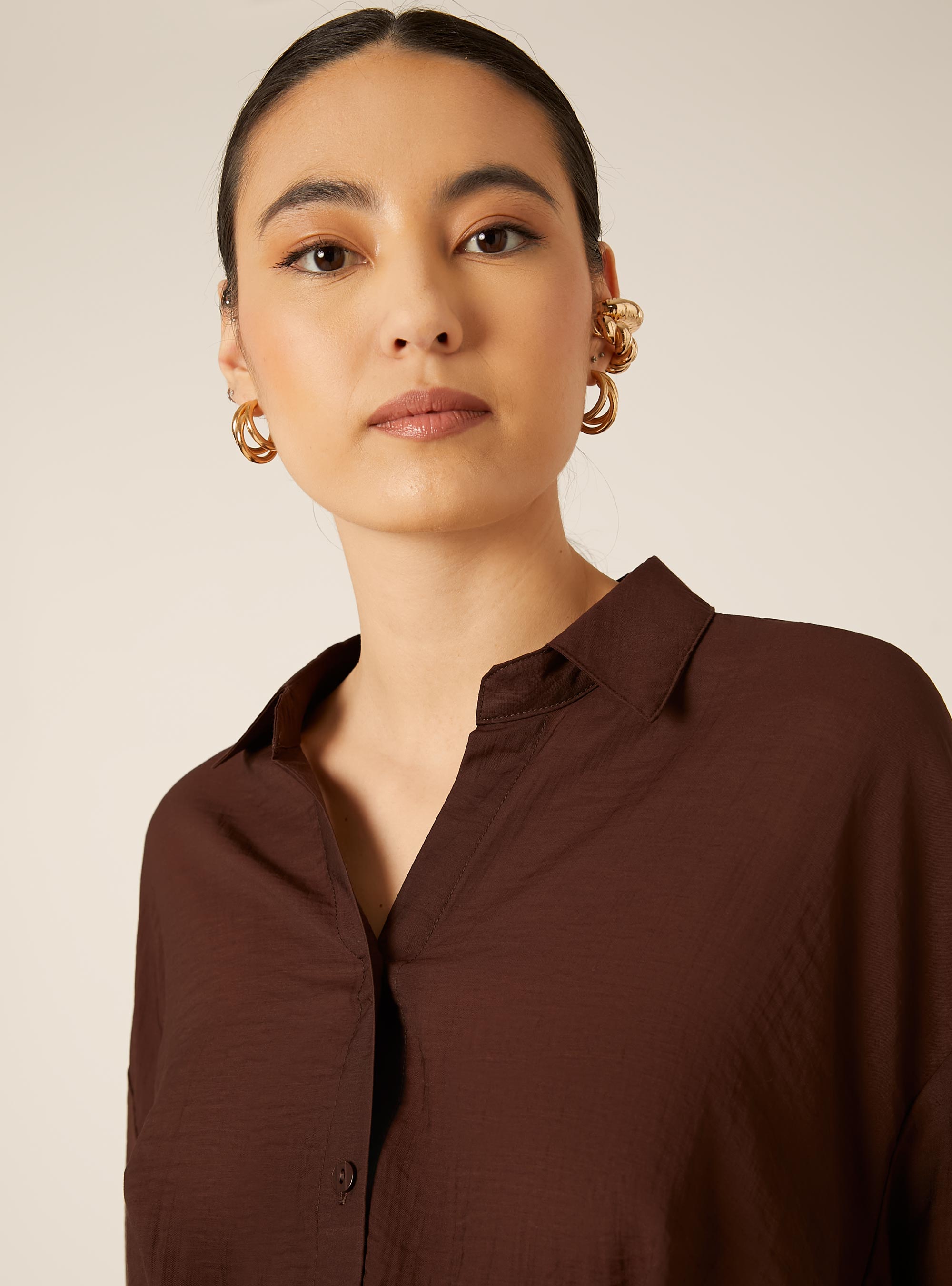 Camisa Oversize Ligera, BR2 BROWN MEDIUM