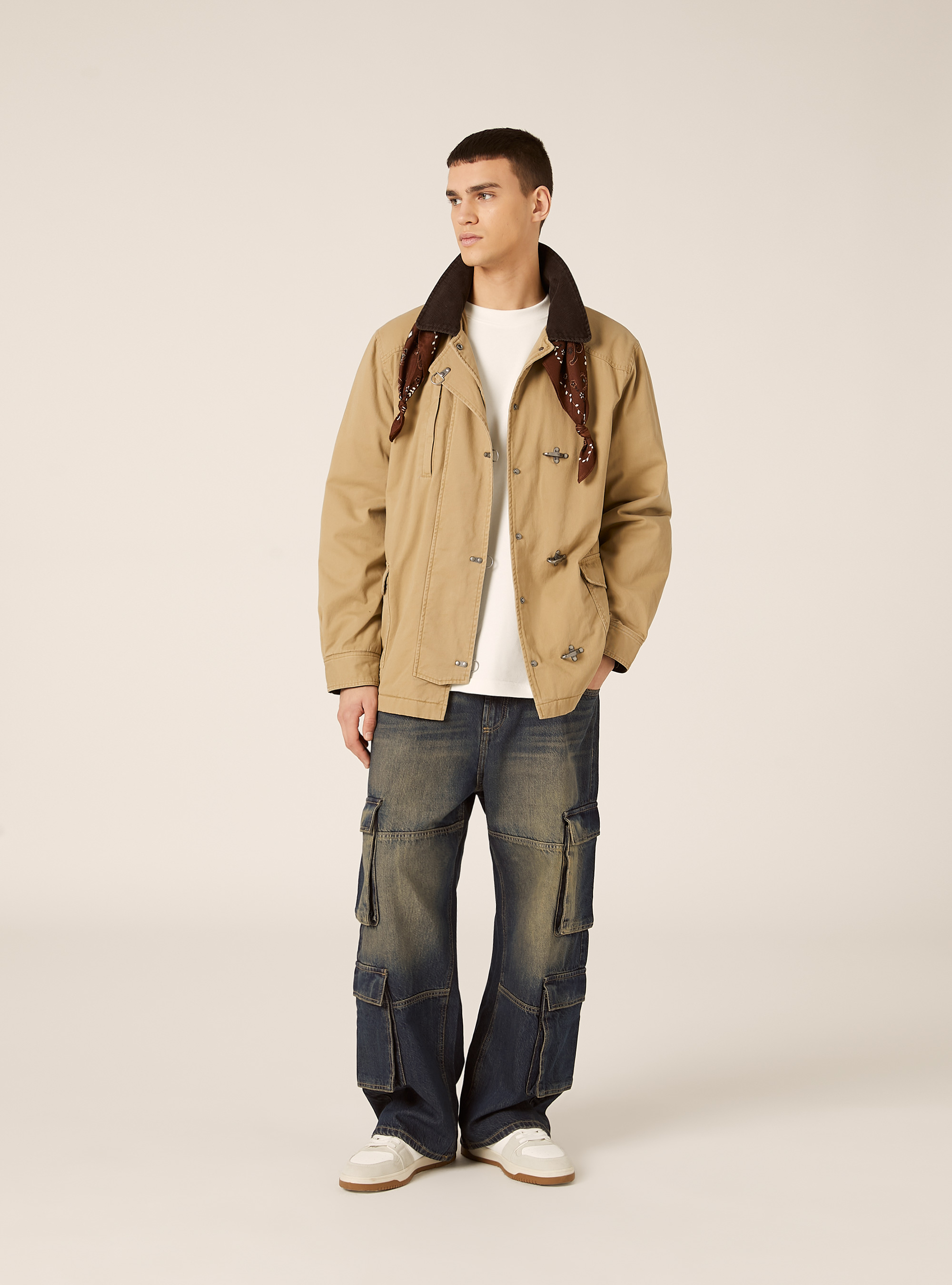 Field Jacket with Toggle Fastenings and Velvet Collar, BG2 BEIGE MEDIUM