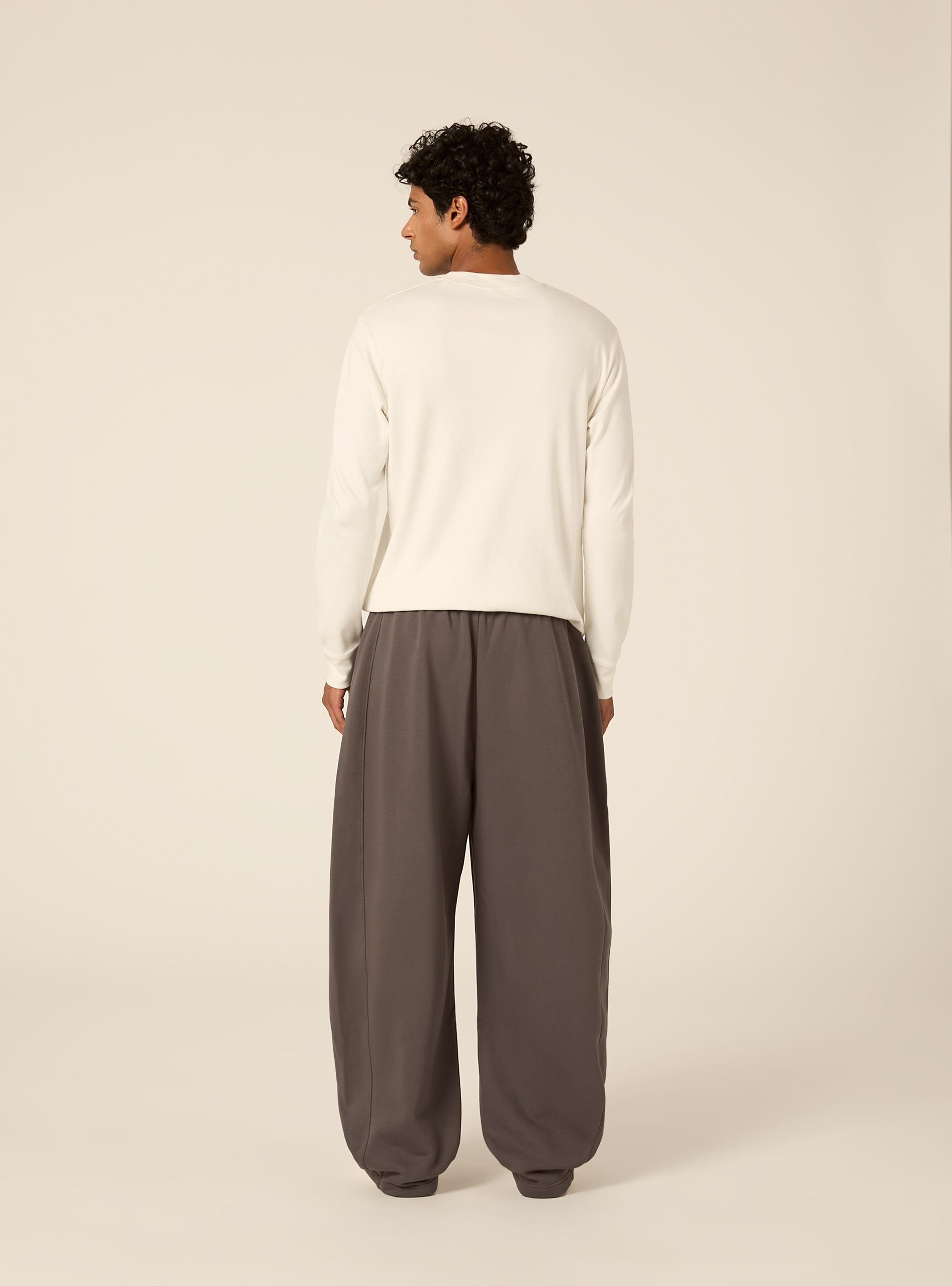 Barrel fit fleece trousers, GY1 GREY DARK