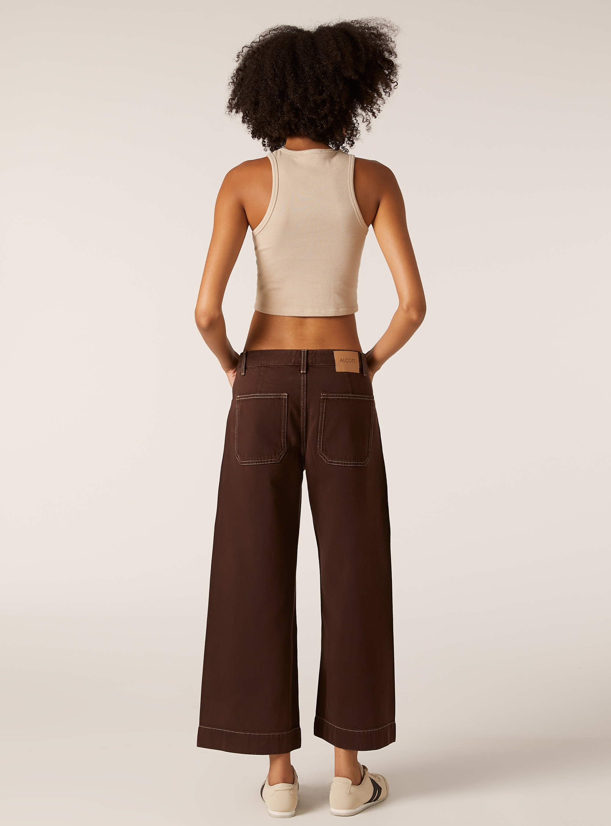 Jean crois&eacute; &agrave; jambe large de couleur, BR2 BROWN MEDIUM