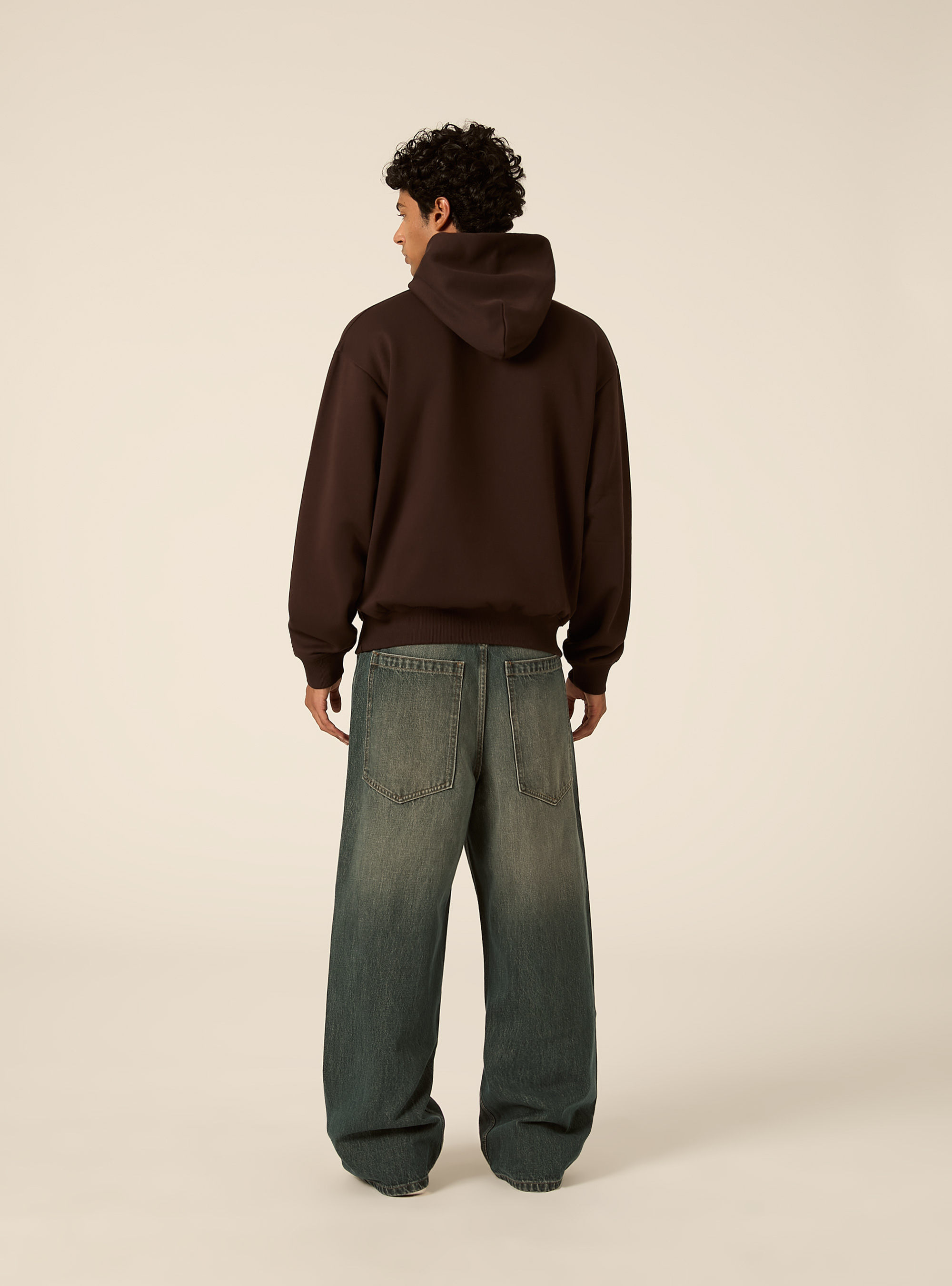 Boxy fit hoodie, BR1 BROWN DARK