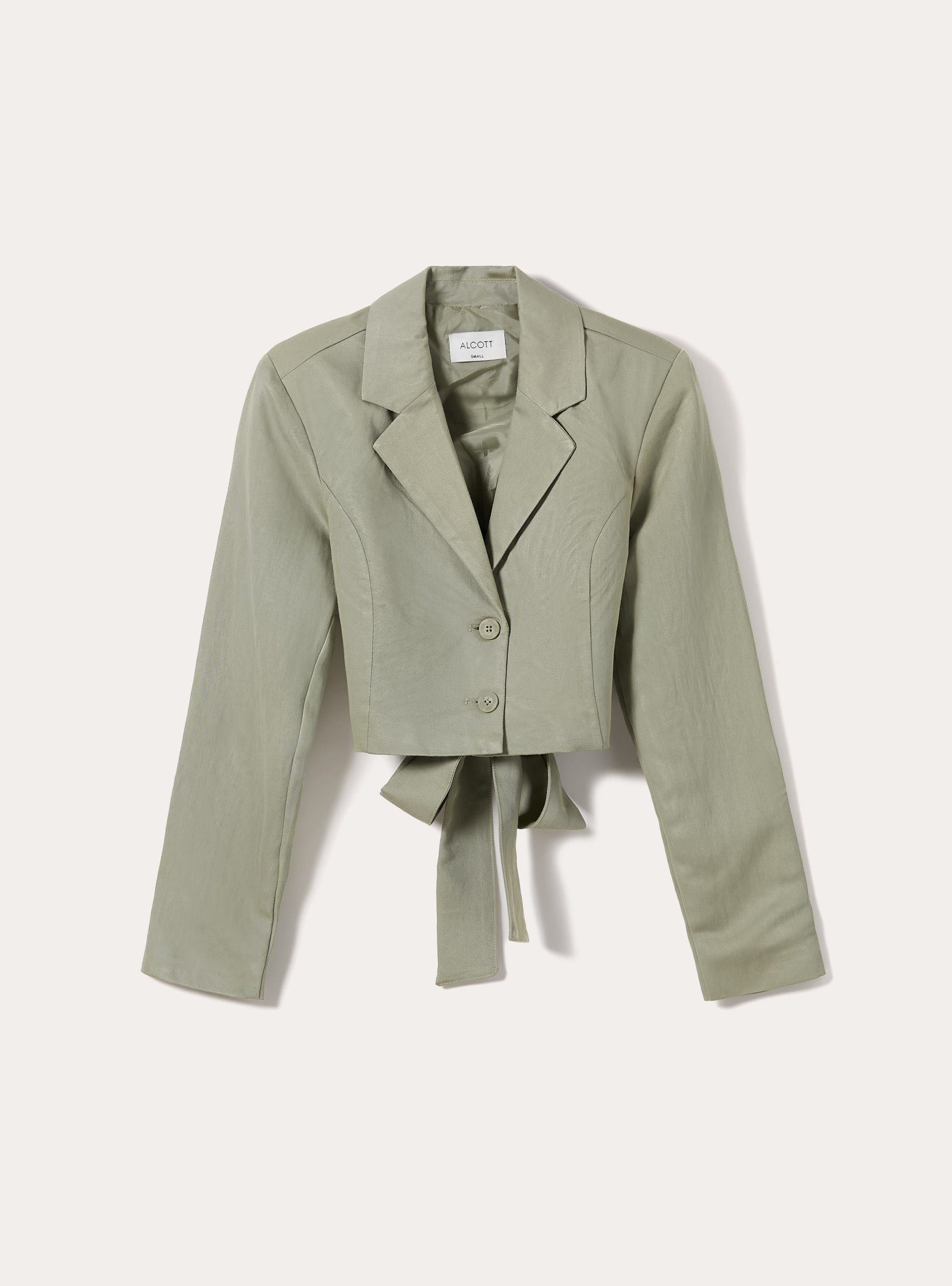 Blazer corto in twill, VERDE CHIARO