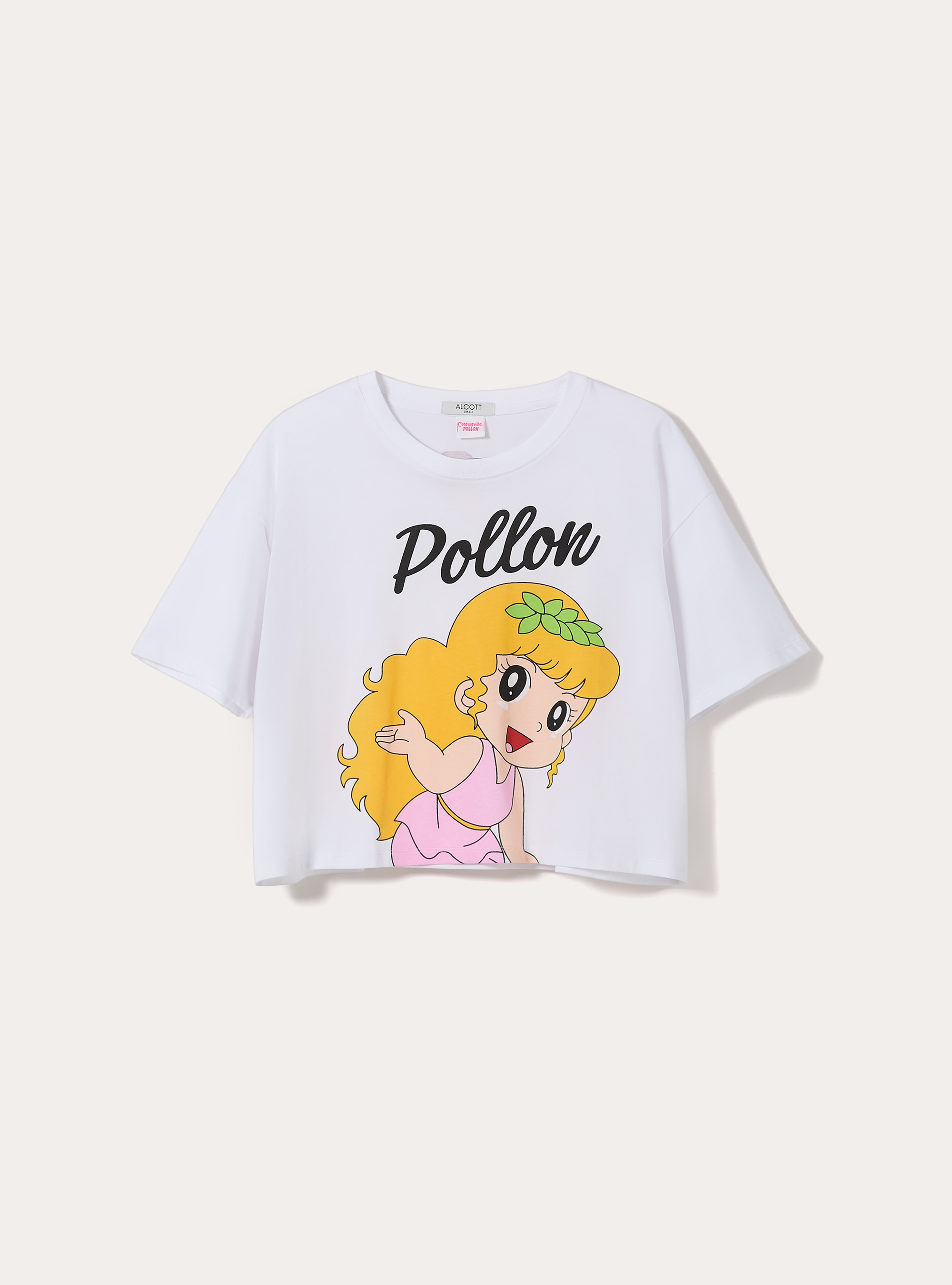 T-shirt pollon licenza crop fit, WH3 WHITE
