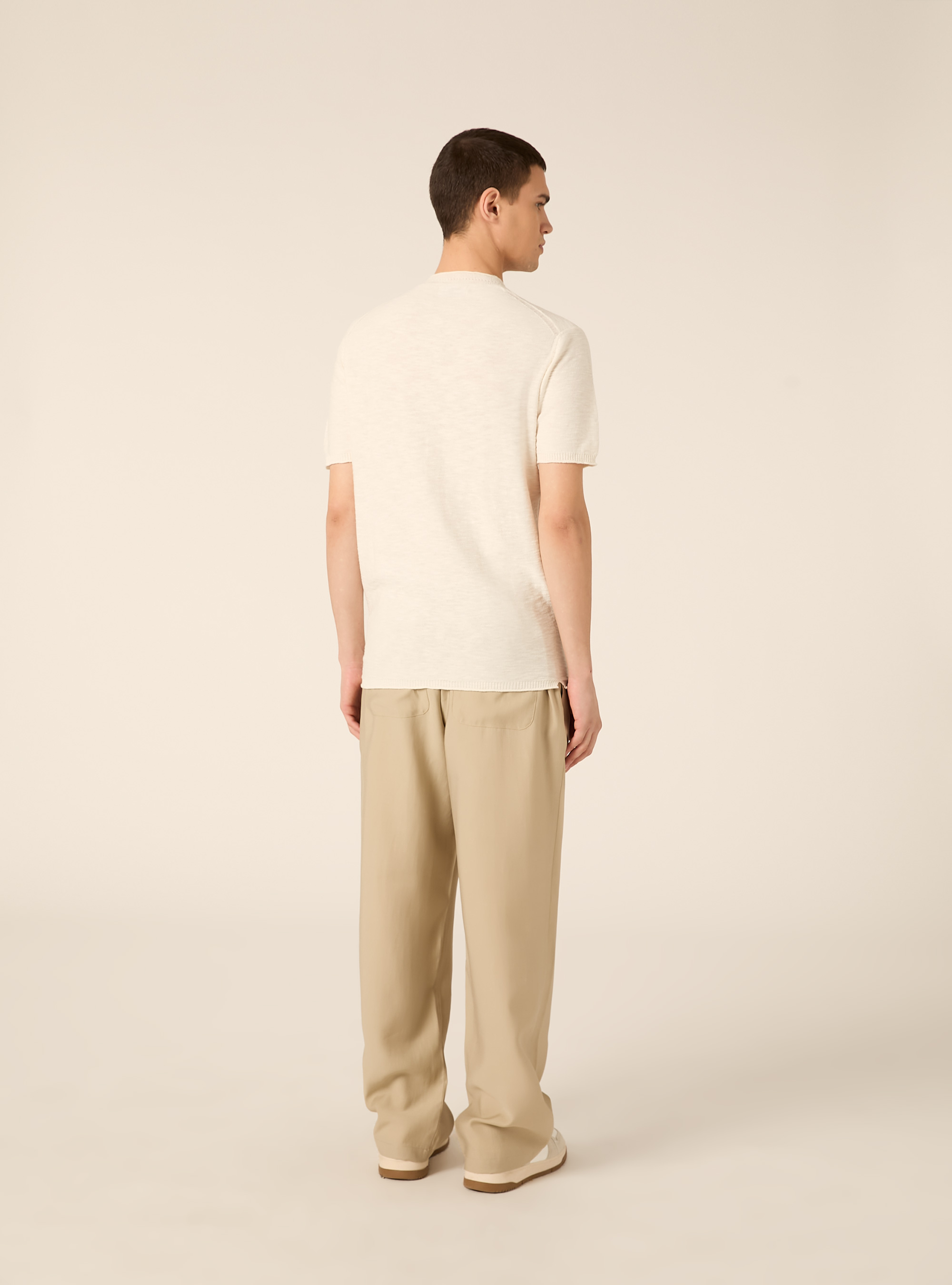 Short Sleeve Henley Pullover, WH1 OFF WHITE