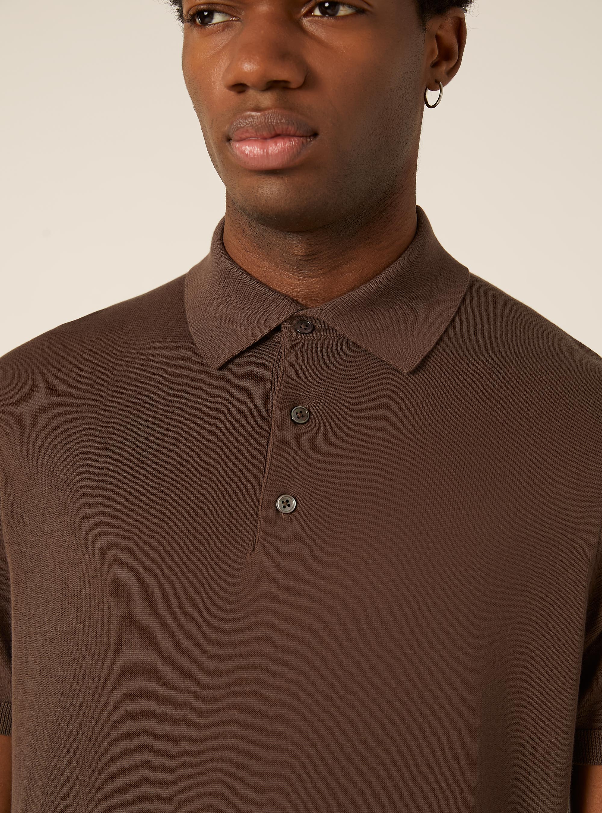 Polo de punto de algod&oacute;n extrafino, BR2 BROWN MEDIUM