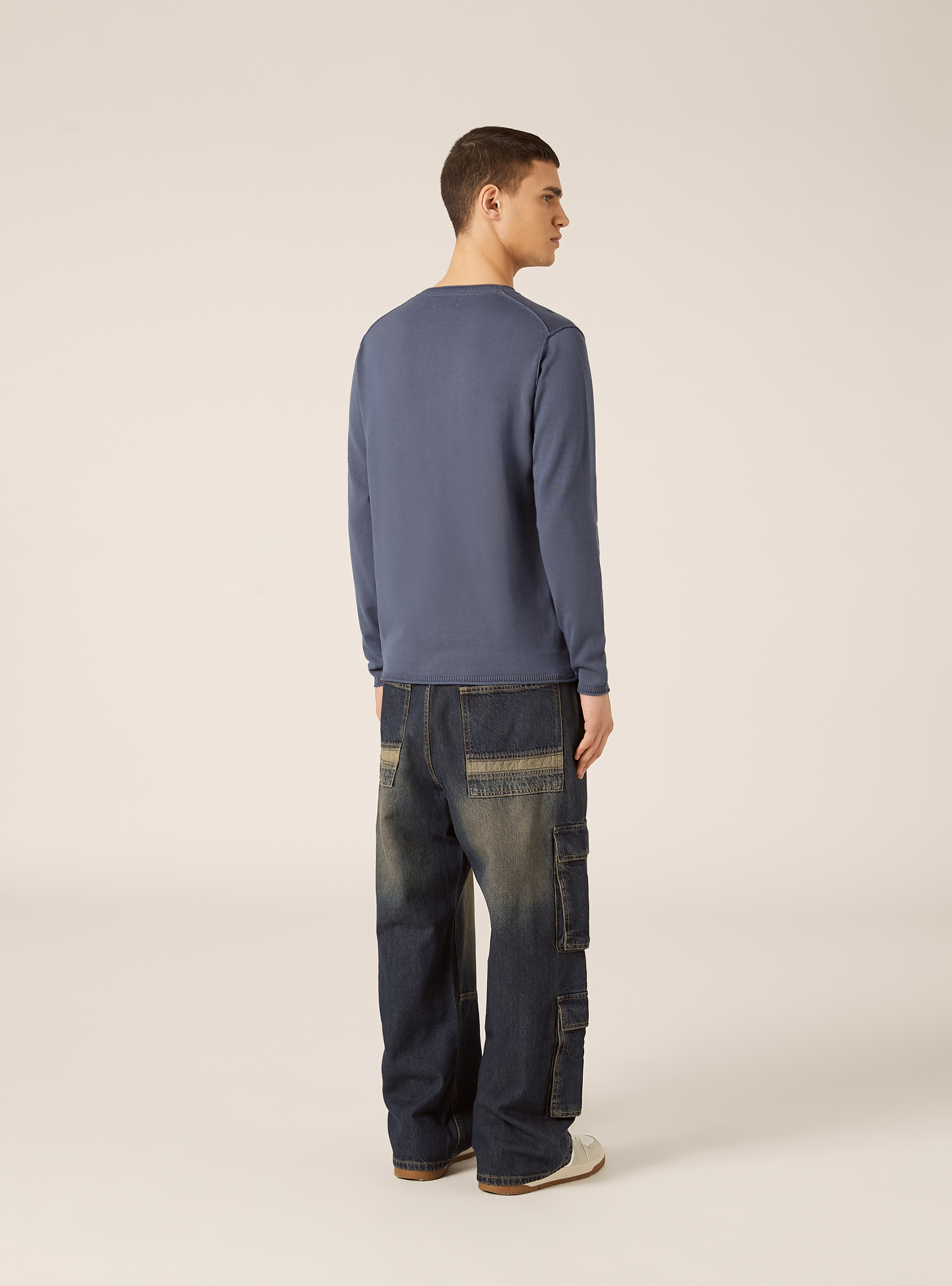 Cotton crew neck pullover, BL3 BLUE LIGHT