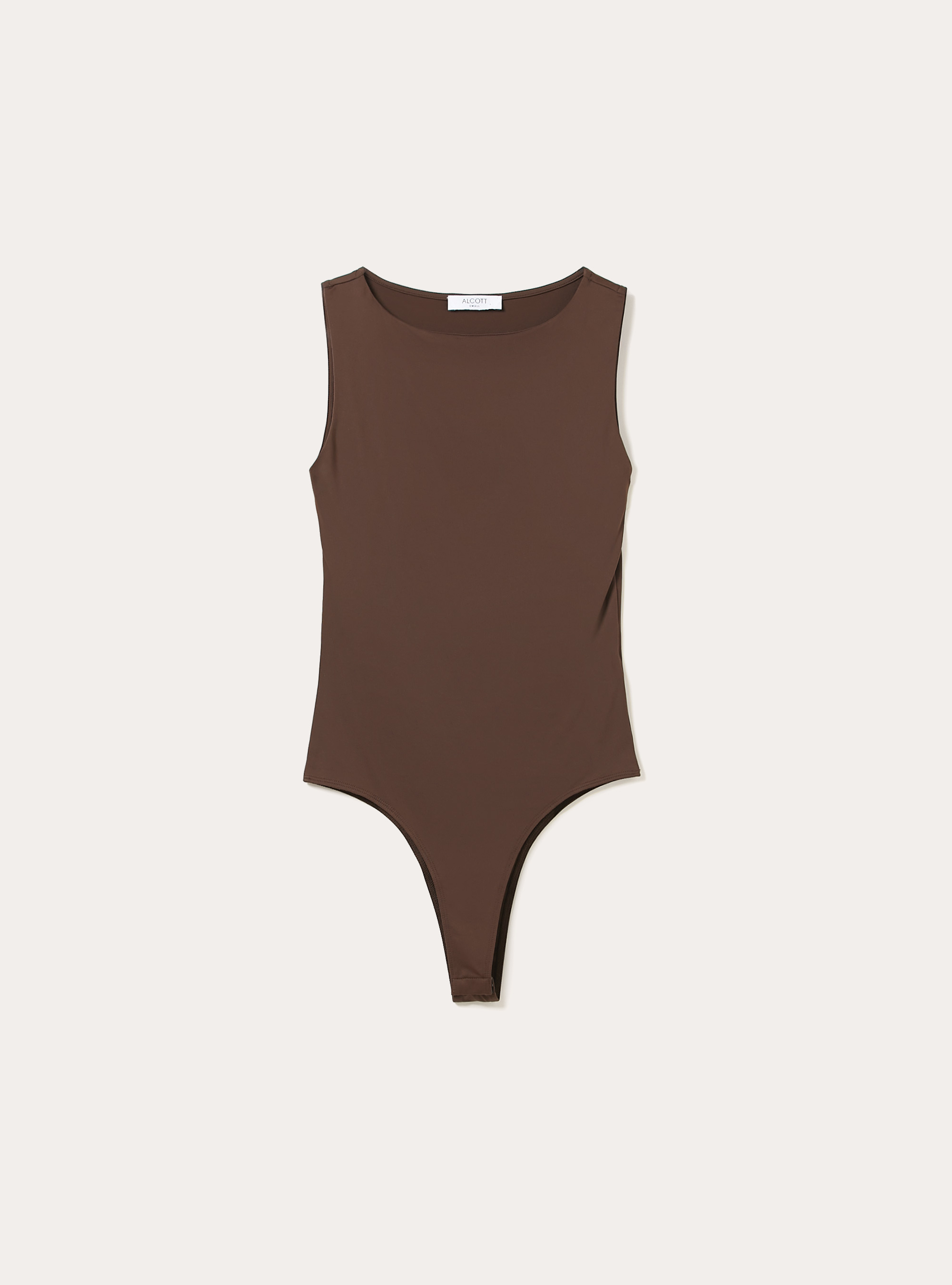 Body con cuello halter el&aacute;stico, BR2 BROWN MEDIUM